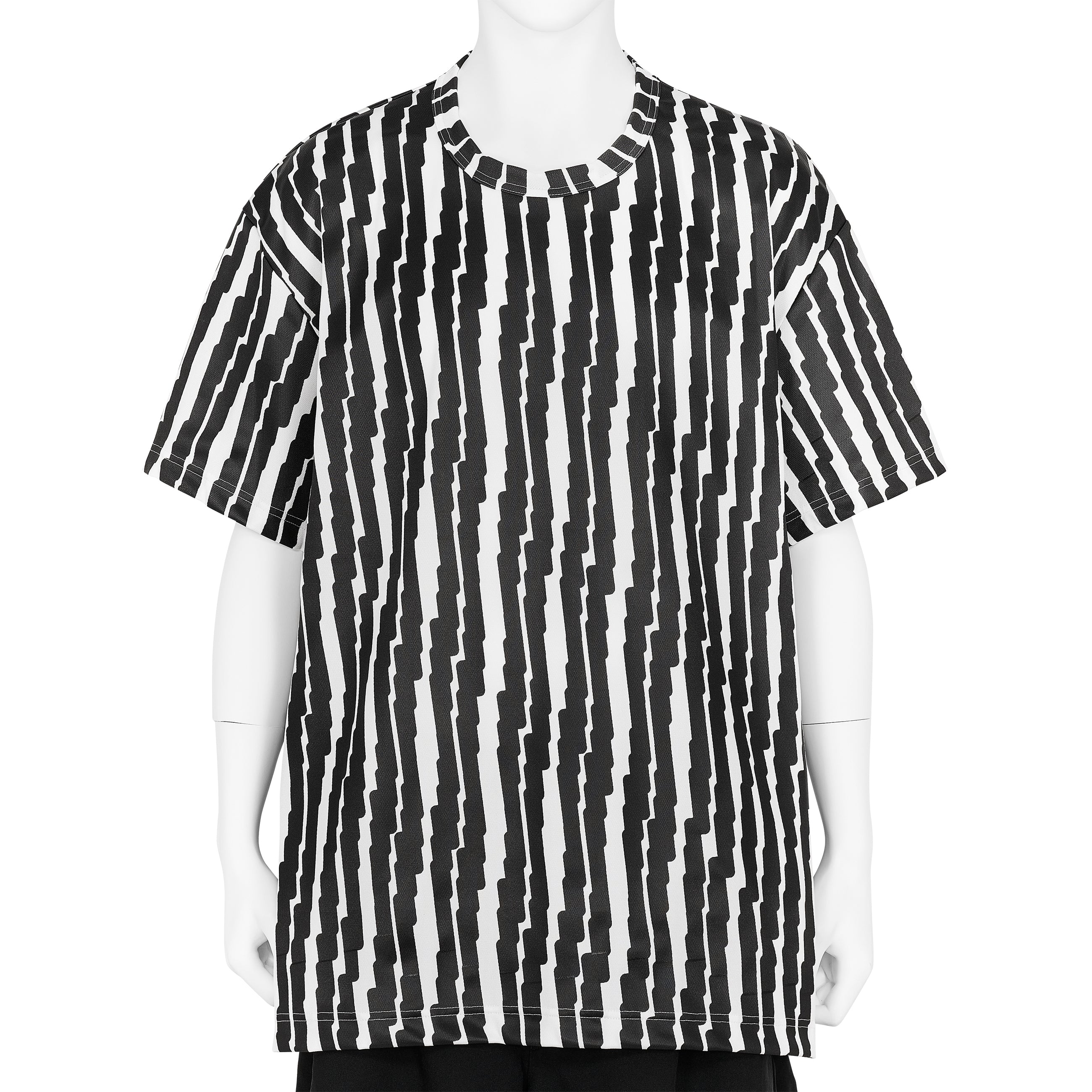 POLYESTER PRINT TEE SHIRT WHITE BLACK