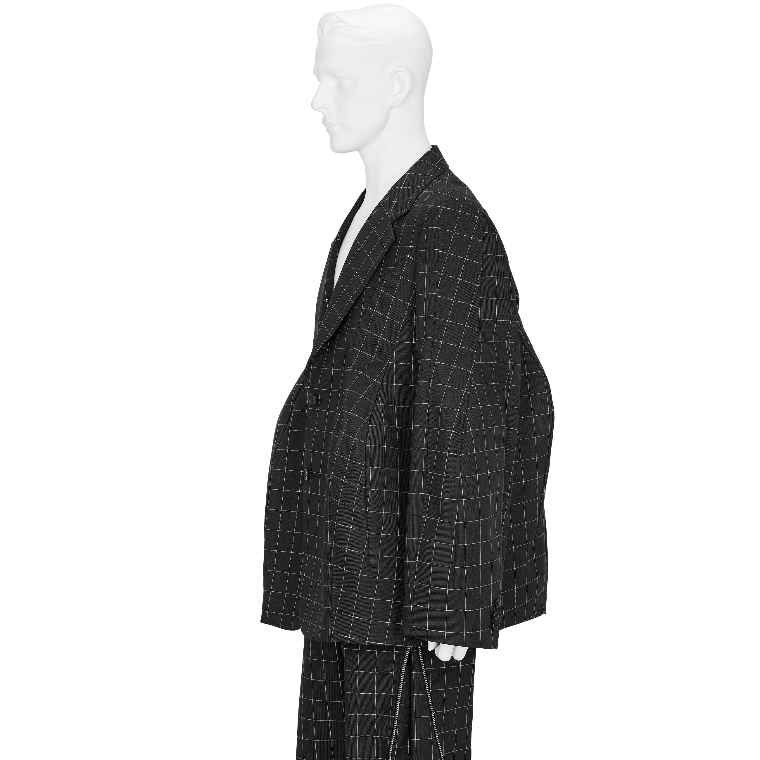 POLYESTER WINDOWPANE CHECK JACKET BLACK