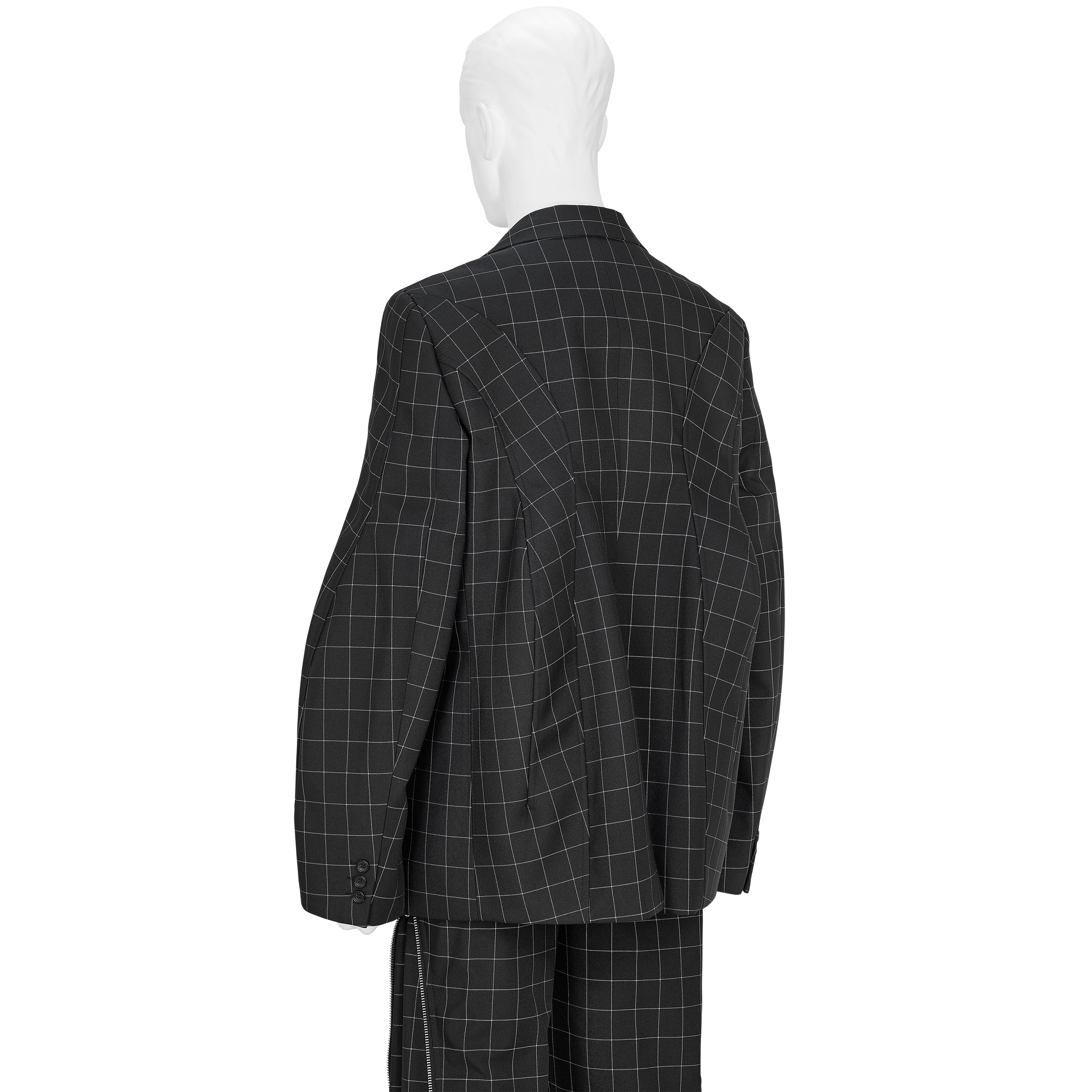POLYESTER WINDOWPANE CHECK JACKET BLACK
