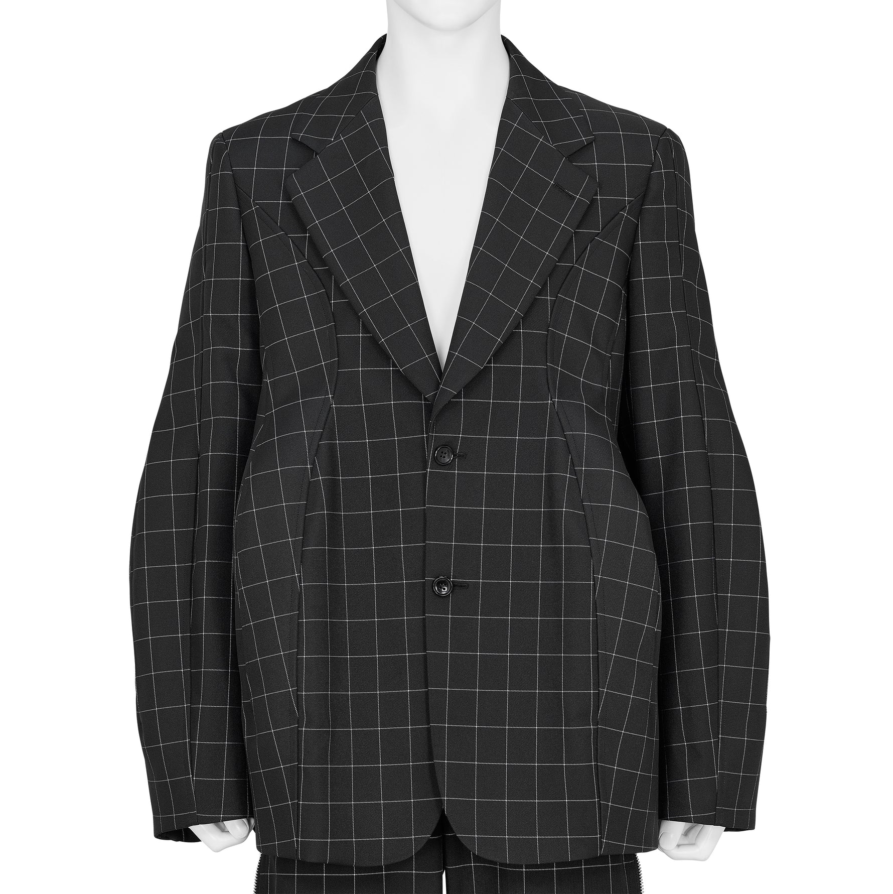 POLYESTER WINDOWPANE CHECK JACKET BLACK