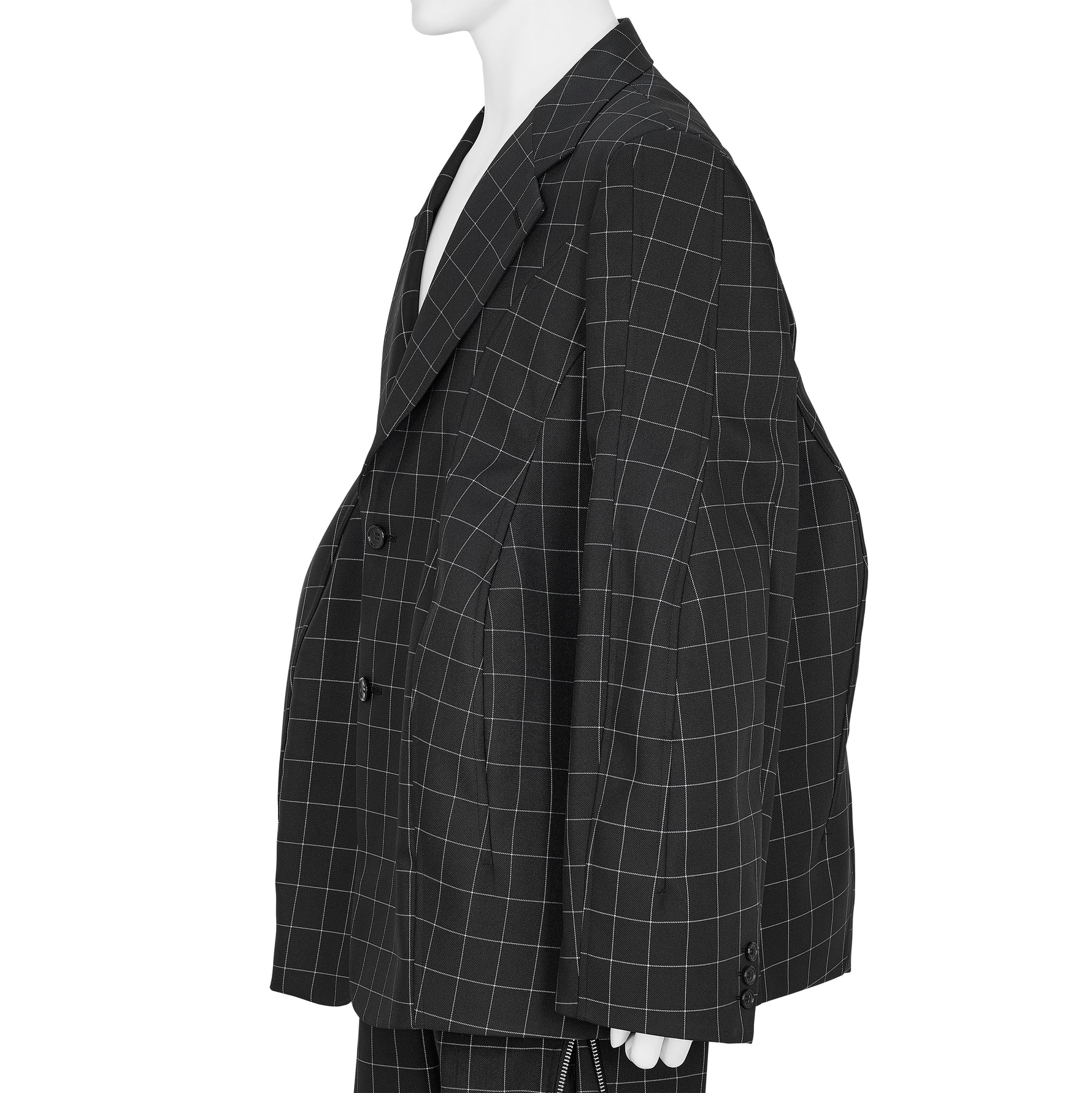 POLYESTER WINDOWPANE CHECK JACKET BLACK
