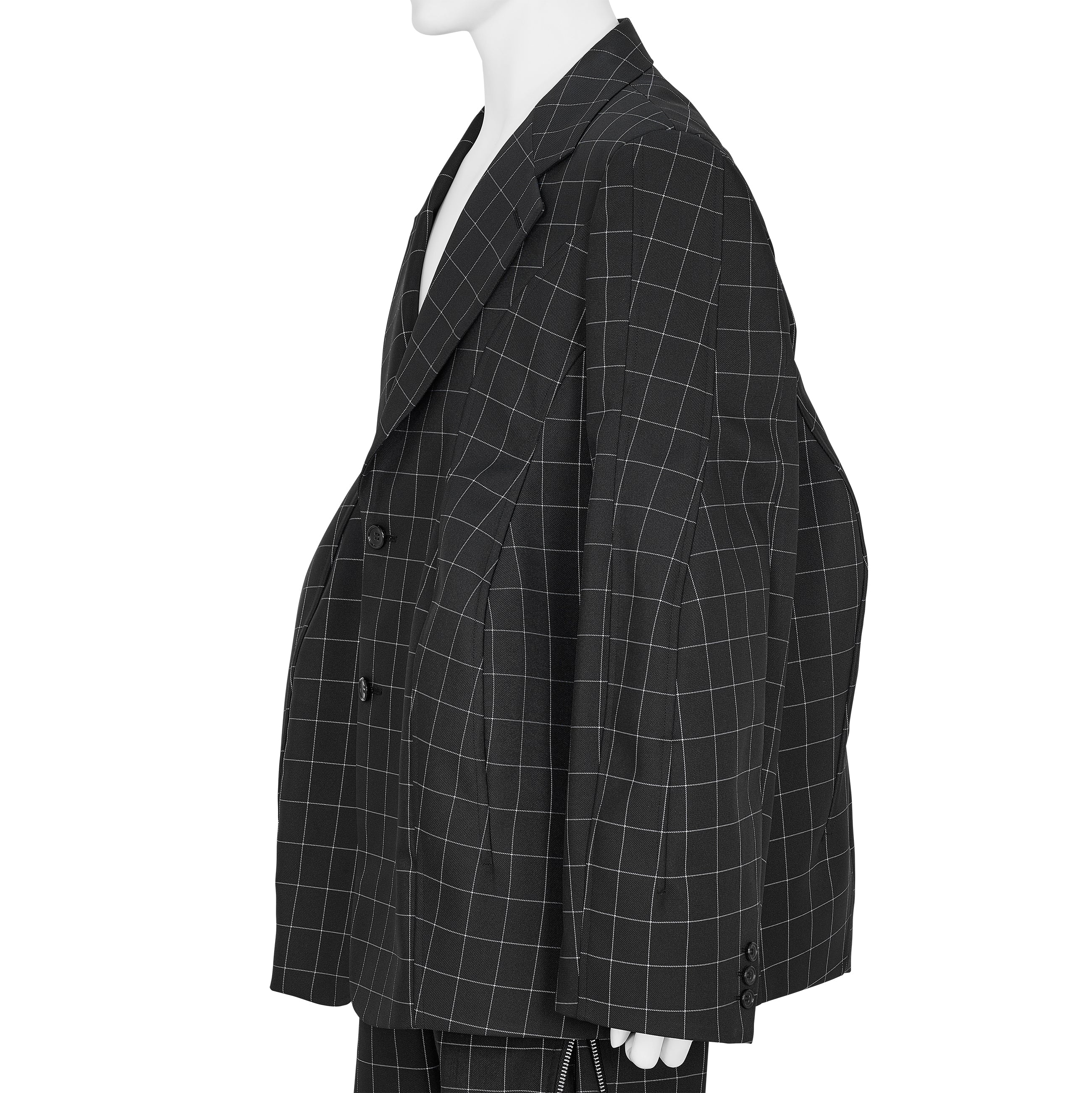 POLYESTER WINDOWPANE CHECK JACKET BLACK