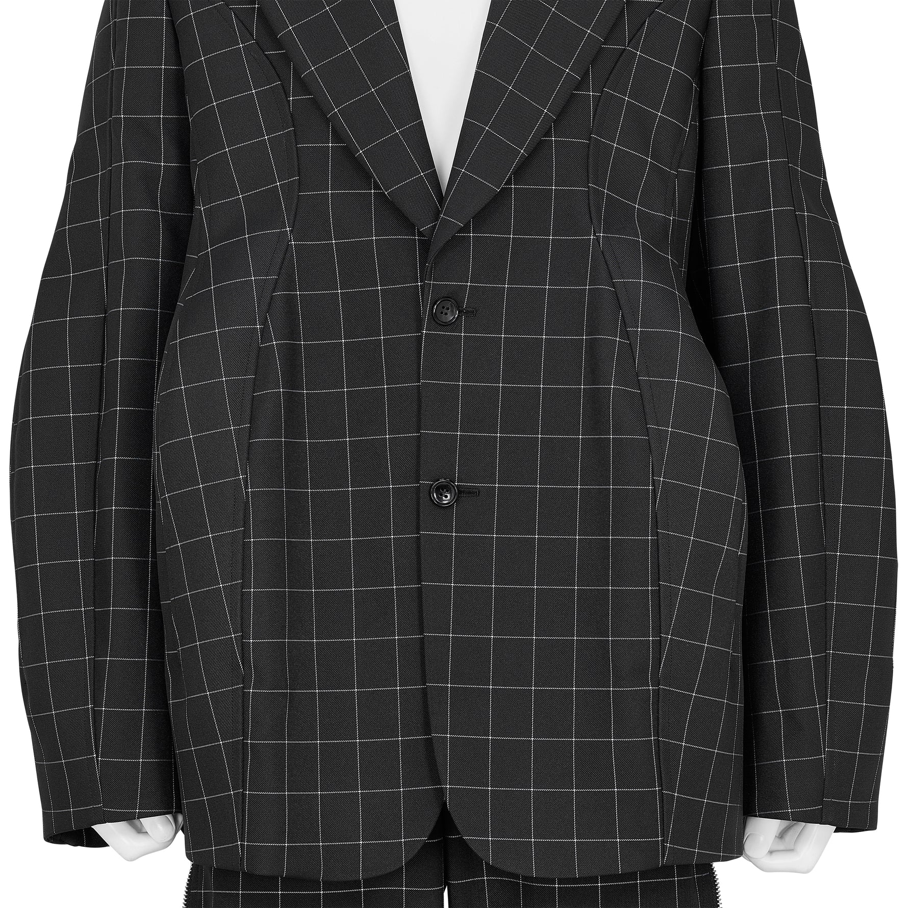 POLYESTER WINDOWPANE CHECK JACKET BLACK