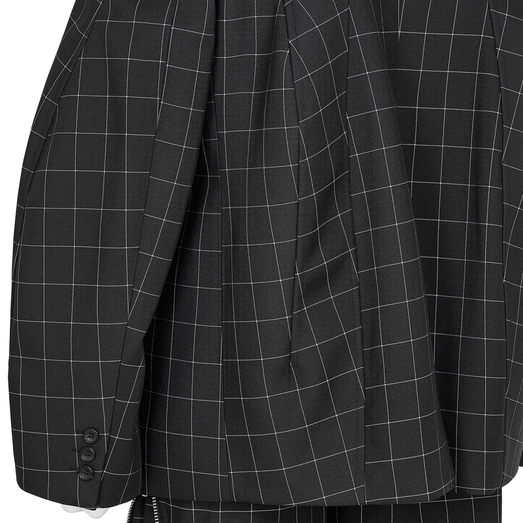 POLYESTER WINDOWPANE CHECK JACKET BLACK