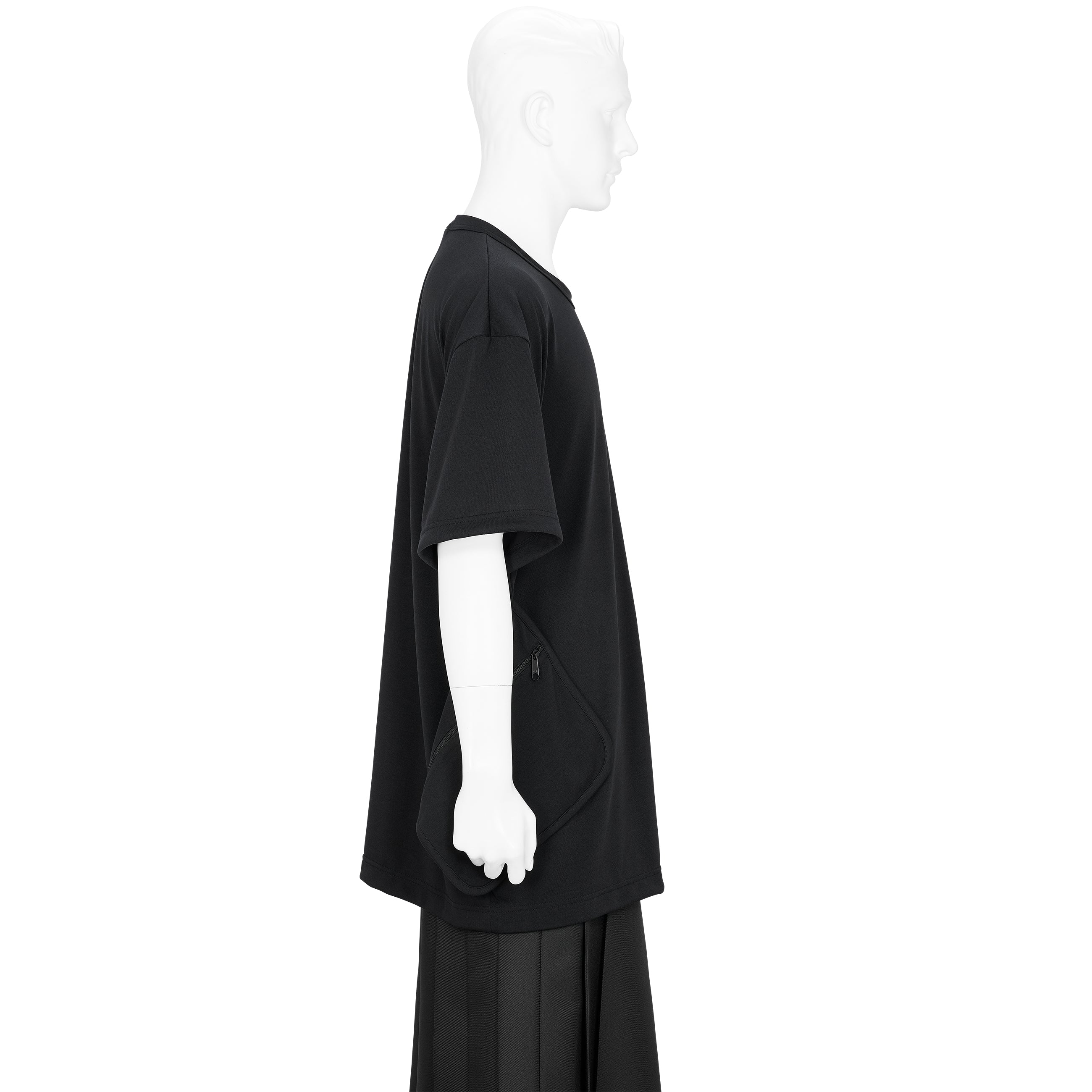POLYESTER TEE SHIRT WITH SIDE POCKET BLACK