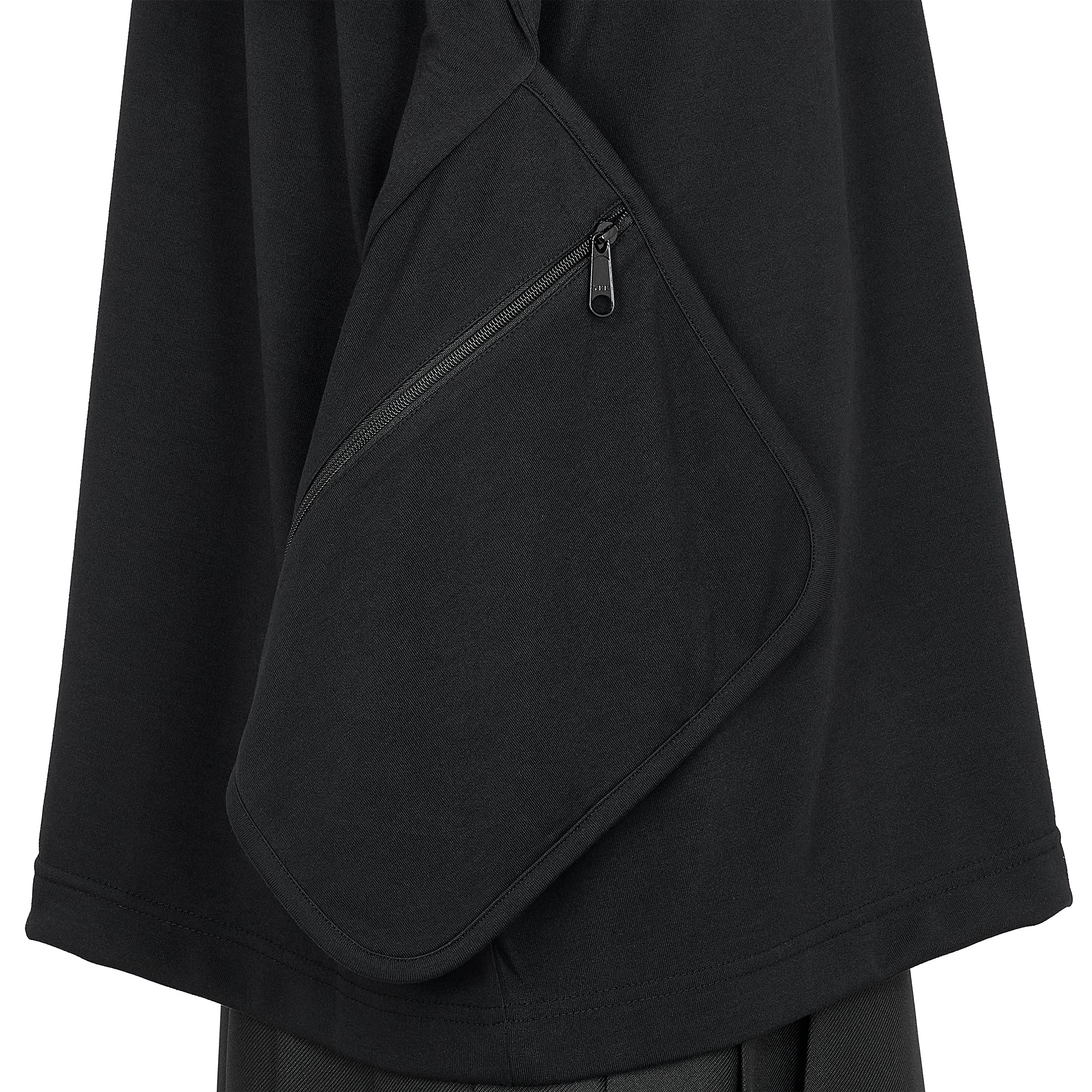POLYESTER TEE SHIRT WITH SIDE POCKET BLACK