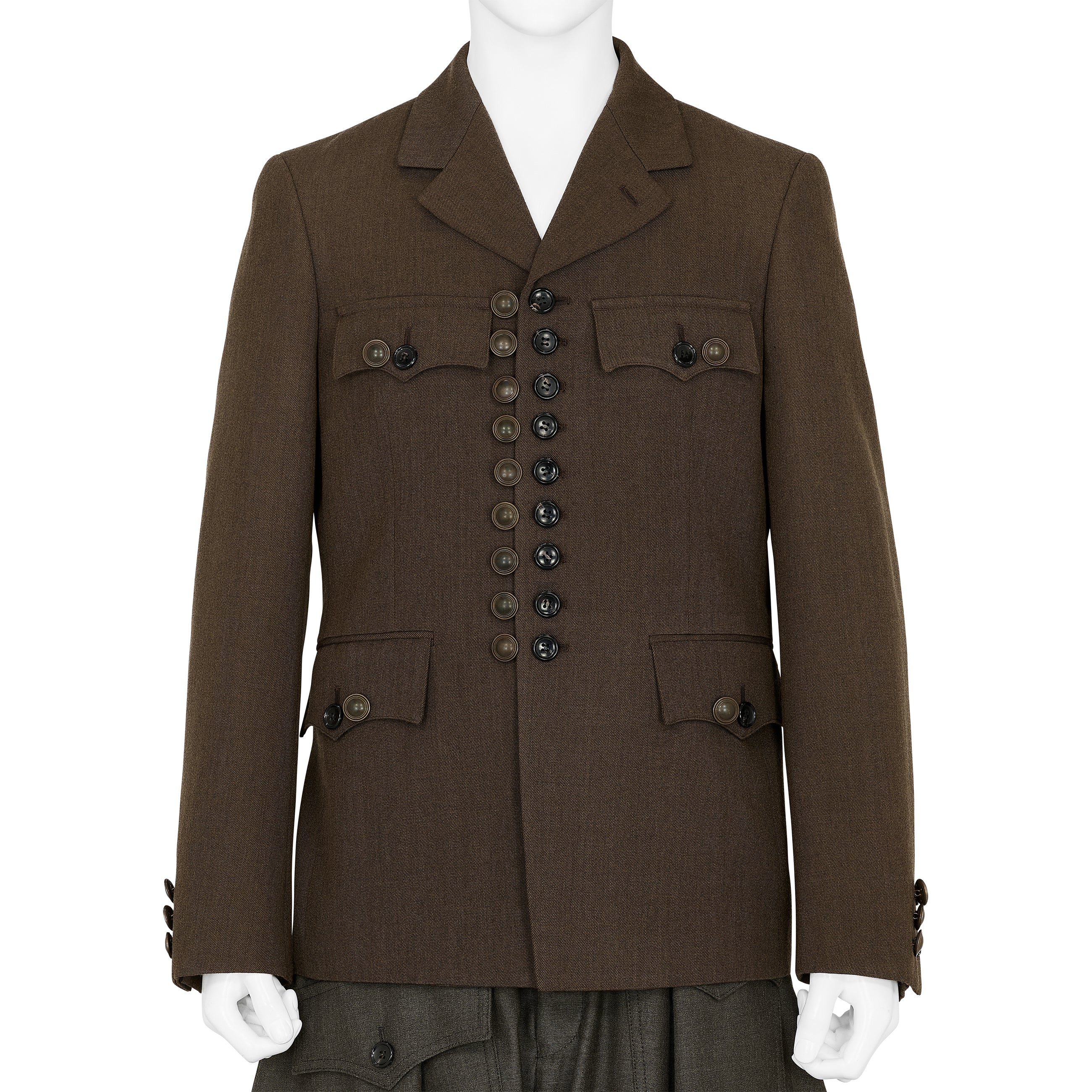 WOOL JACKET WITH BUTTON TOP BROWN