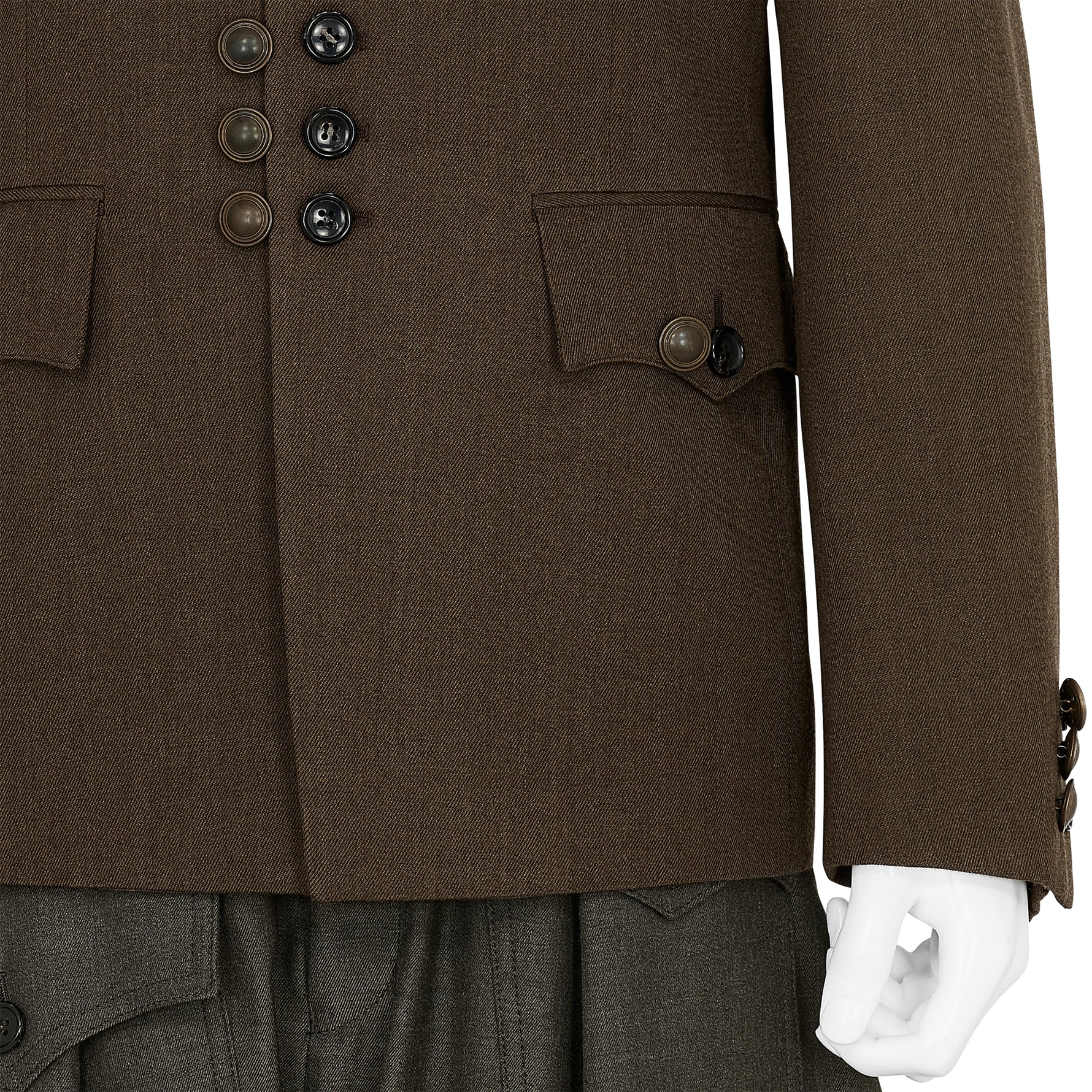 WOOL JACKET WITH BUTTON TOP BROWN
