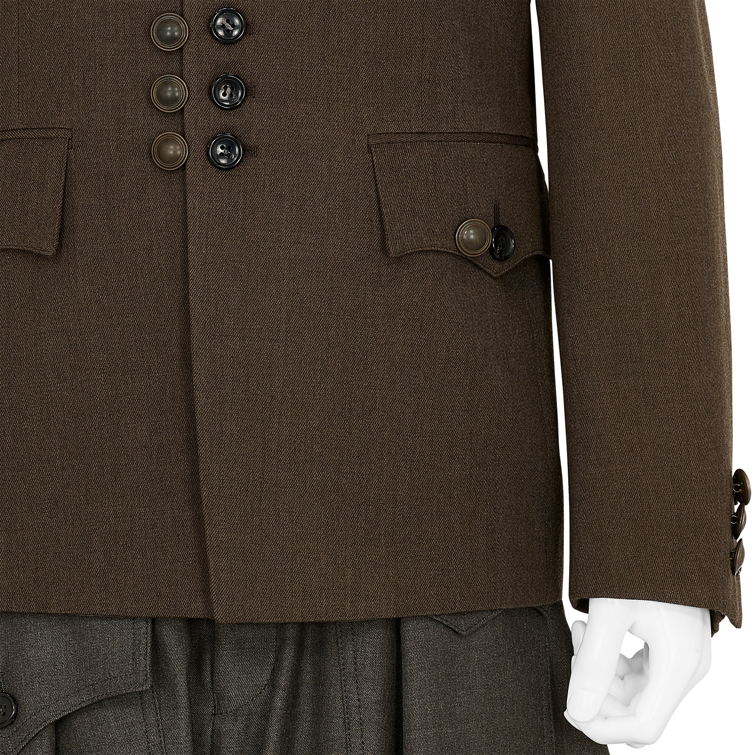 WOOL JACKET WITH BUTTON TOP BROWN