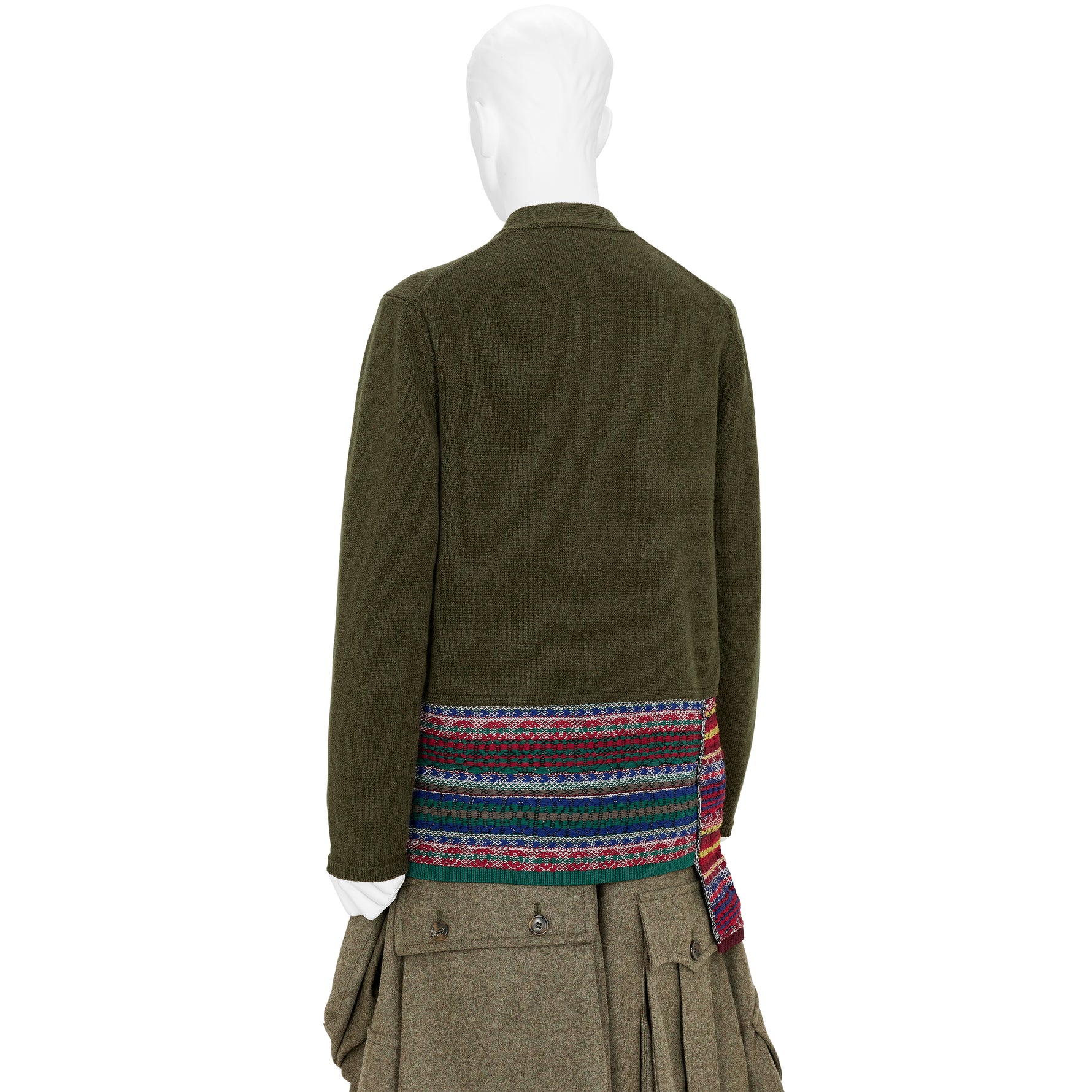 CARDIGAN WITH ASYMMETRY PARTS OLIVE MULTI