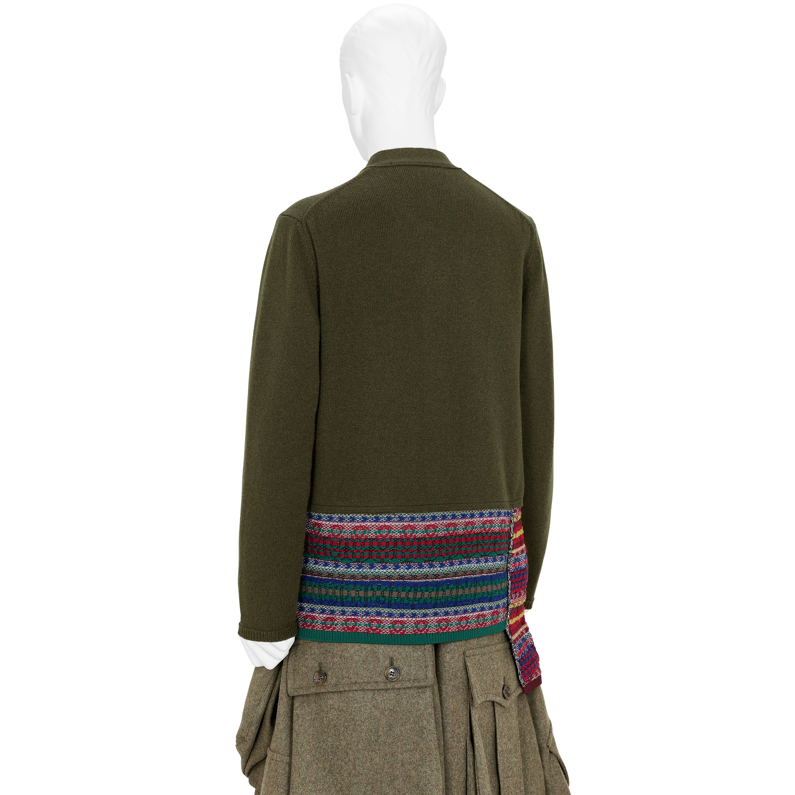 CARDIGAN WITH ASYMMETRY PARTS OLIVE MULTI