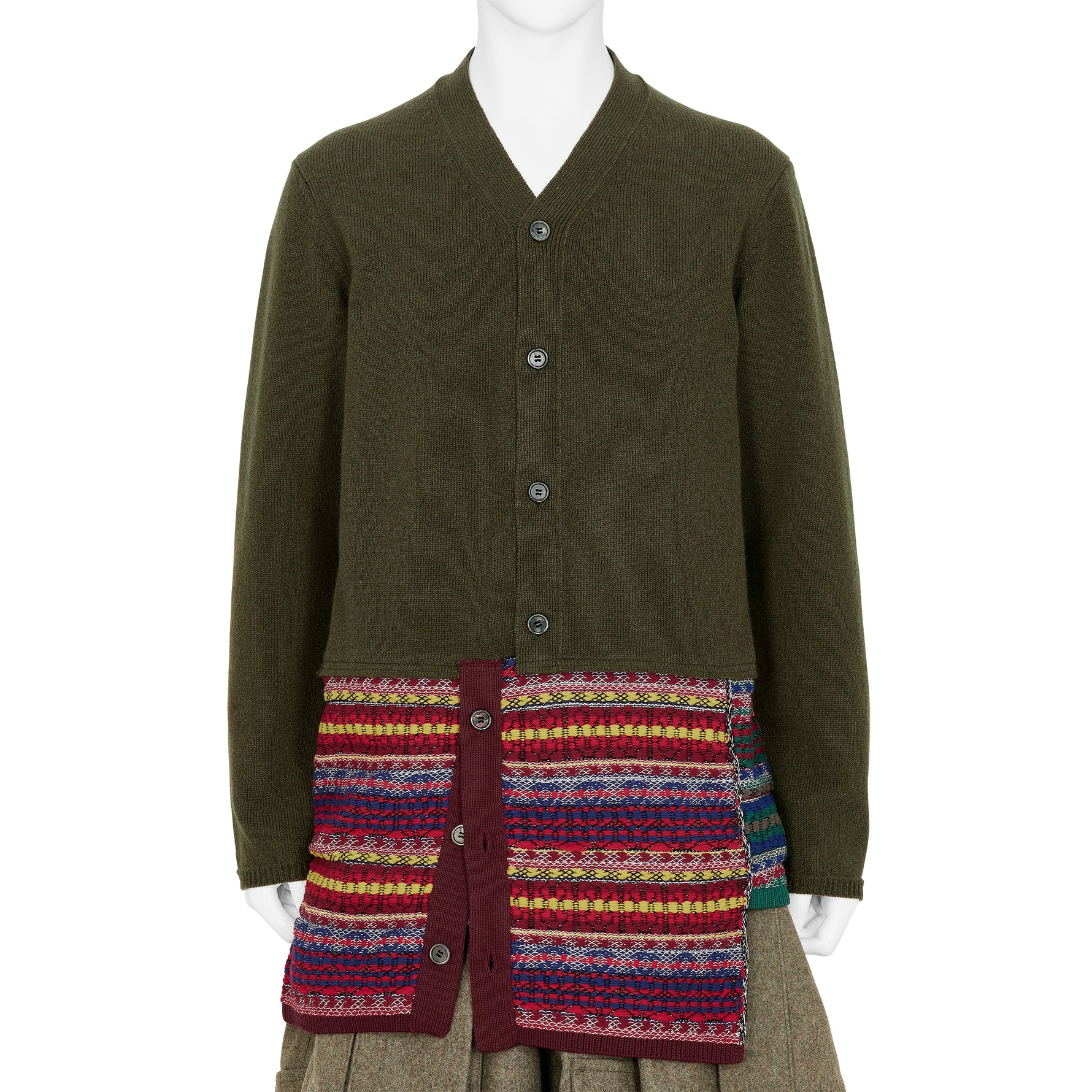 CARDIGAN WITH ASYMMETRY PARTS OLIVE MULTI