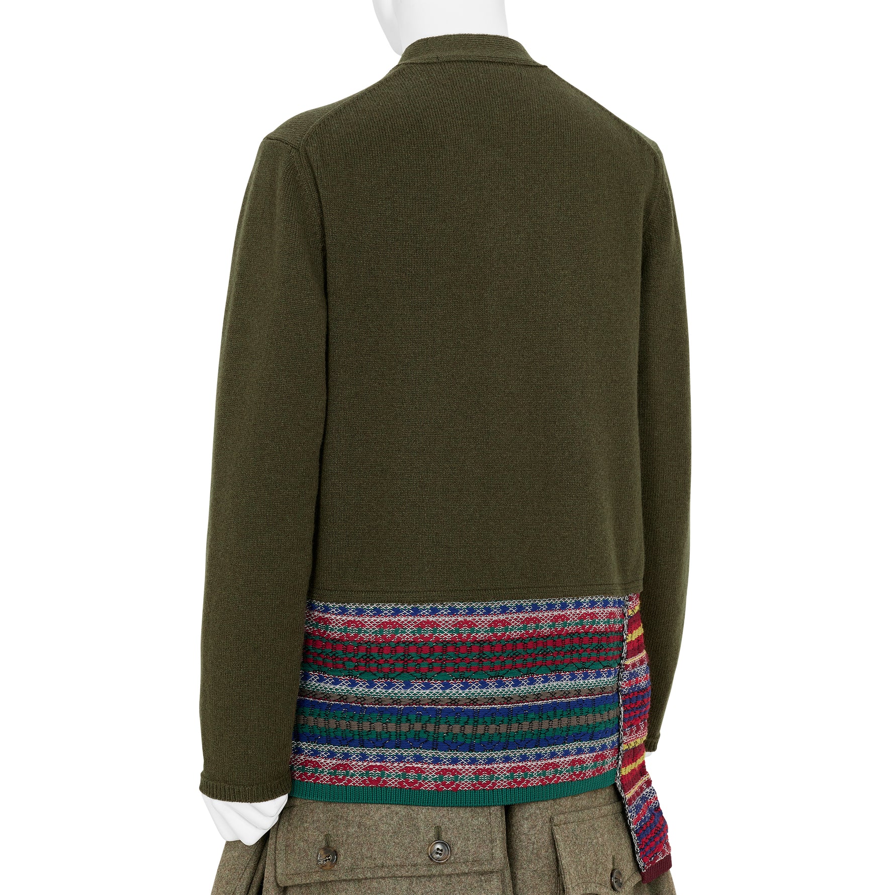 CARDIGAN WITH ASYMMETRY PARTS OLIVE MULTI