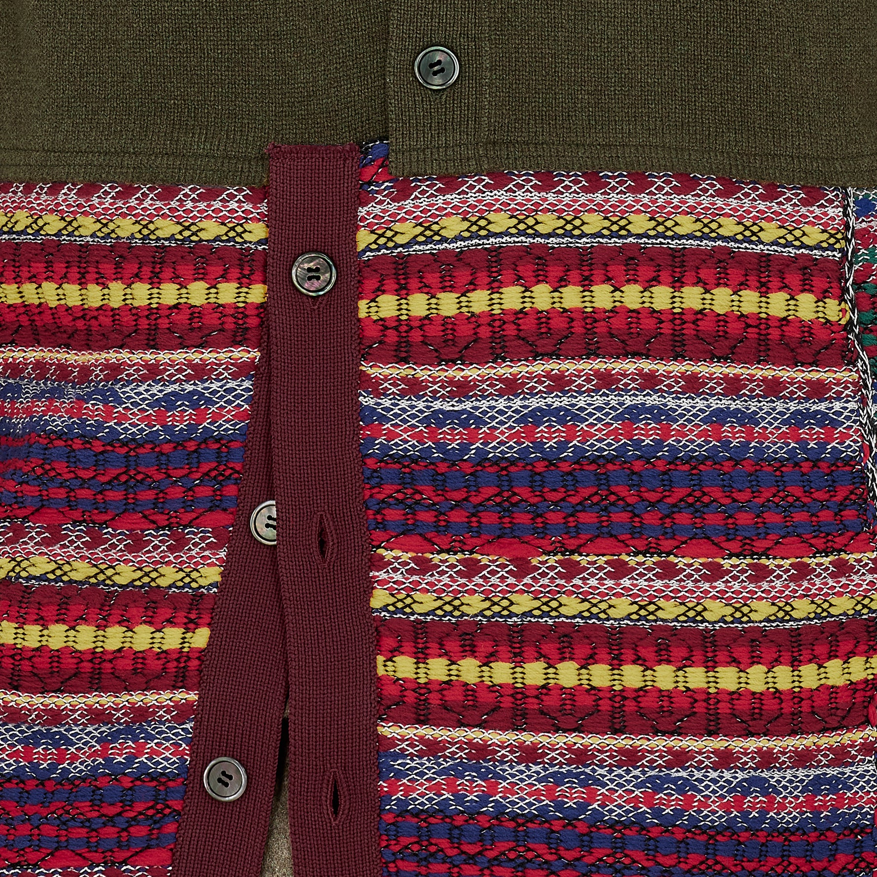 CARDIGAN WITH ASYMMETRY PARTS OLIVE MULTI