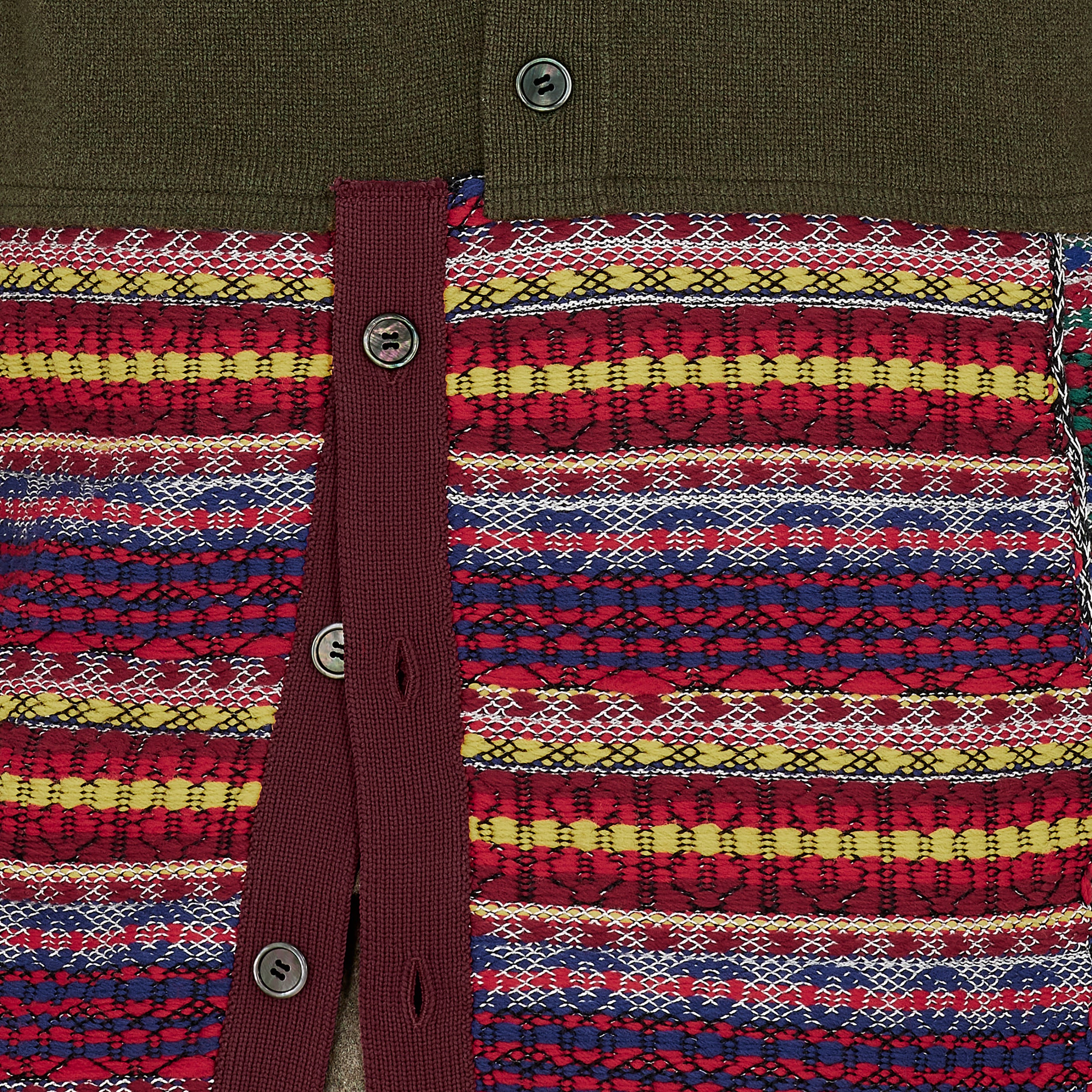 CARDIGAN WITH ASYMMETRY PARTS OLIVE MULTI