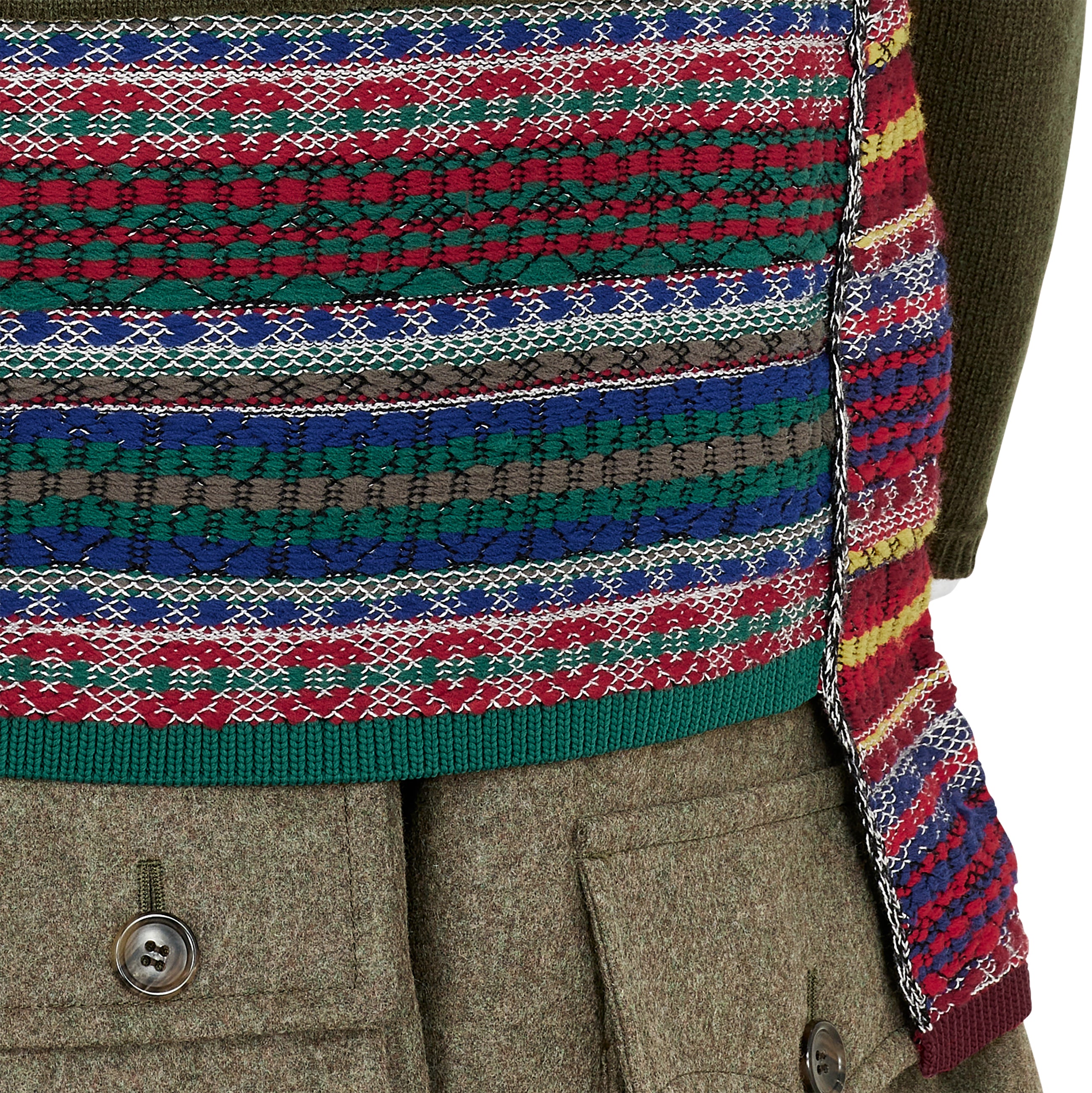 CARDIGAN WITH ASYMMETRY PARTS OLIVE MULTI