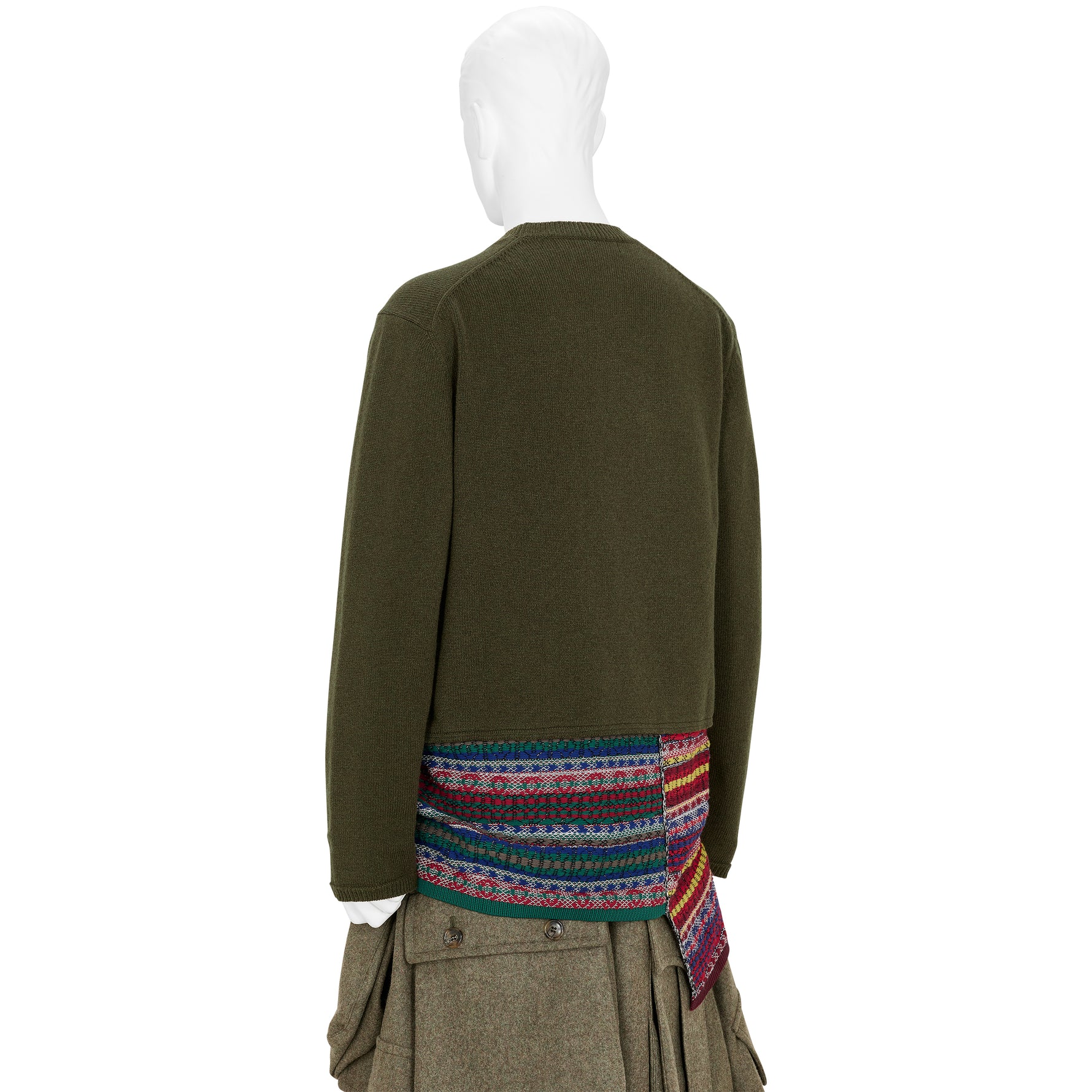 CREW NECK KNIT WITH ASYMMETRY PARTS OLIVE MULTI
