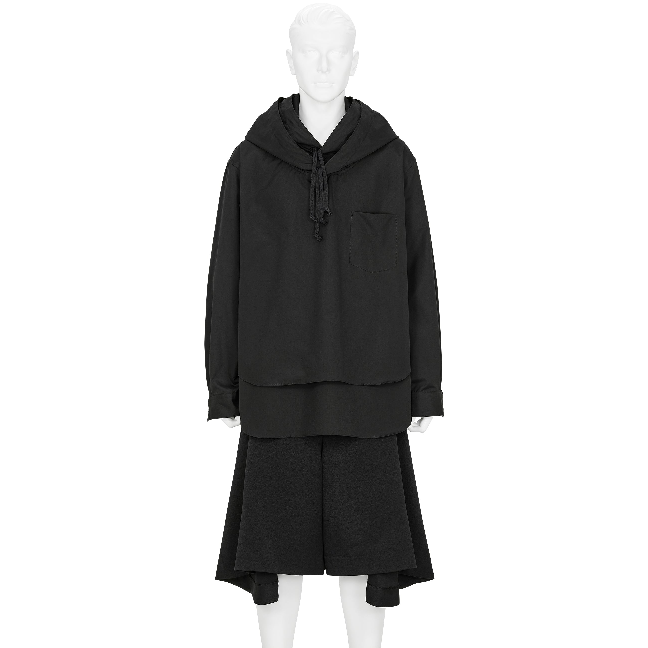 DOUBLE LAYERED HOOD SHIRT BLACK - COMME des GARÇONS HOMME PLUS