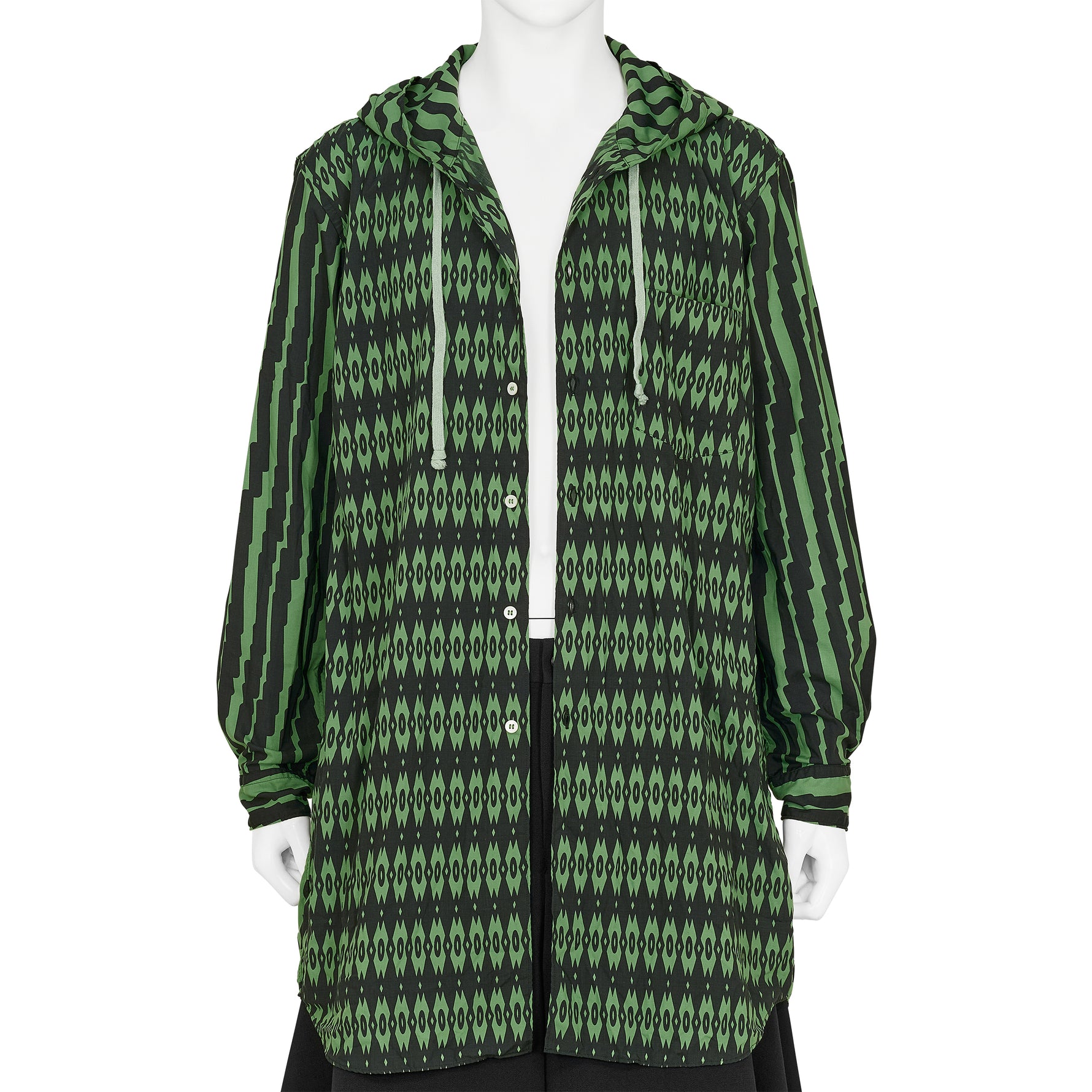 POLYESTER SHIRT WITH HOOD GREEN