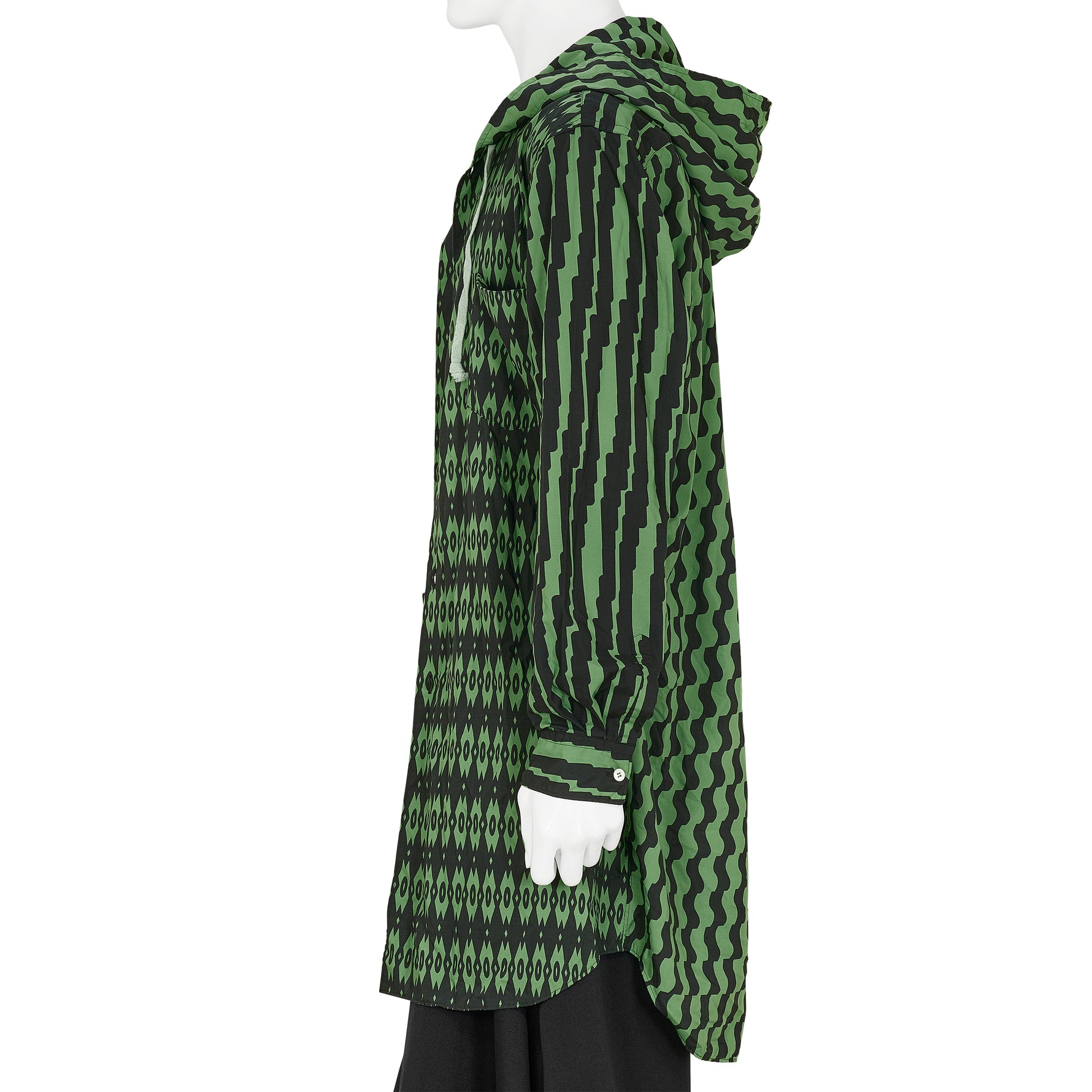 POLYESTER SHIRT WITH HOOD GREEN