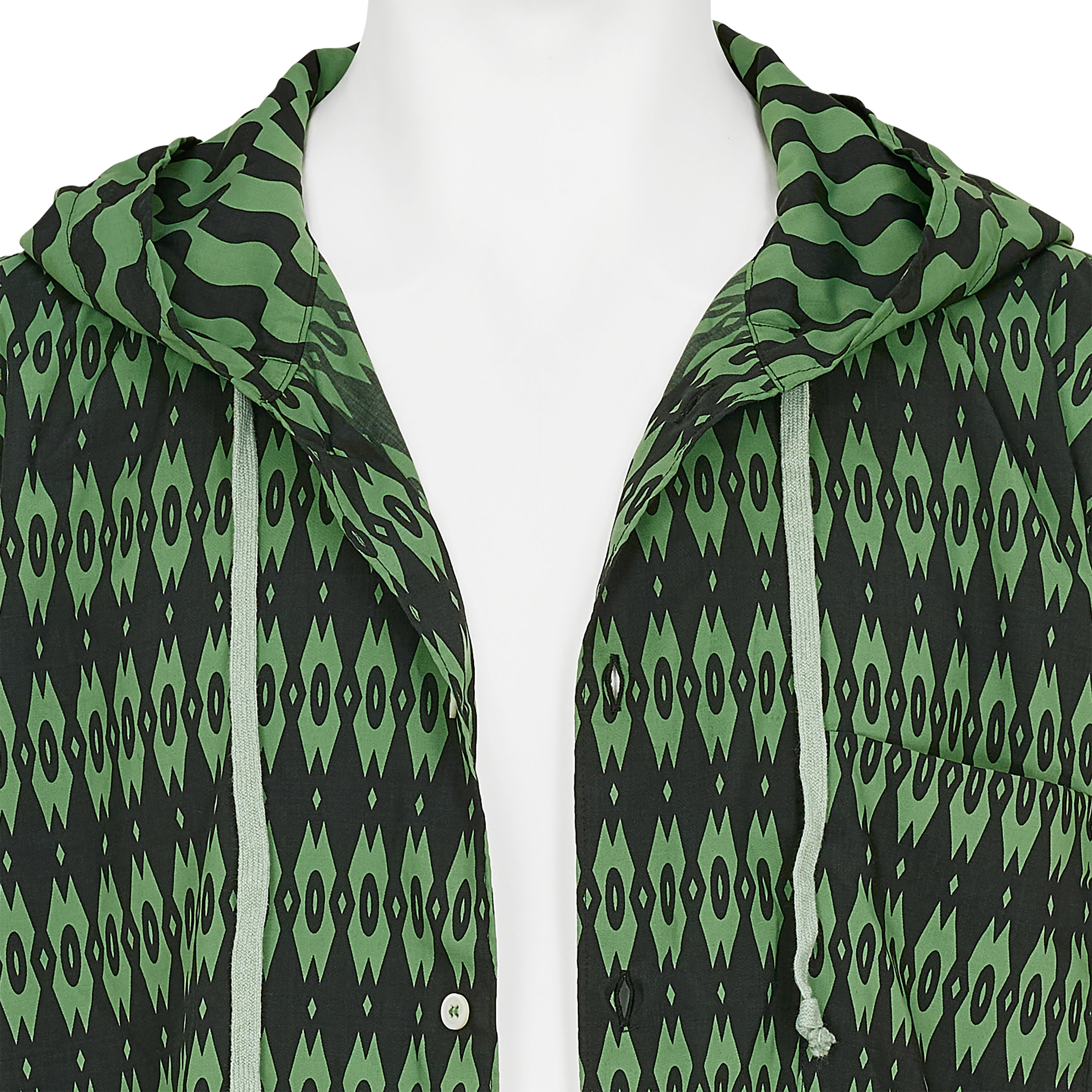 POLYESTER SHIRT WITH HOOD GREEN