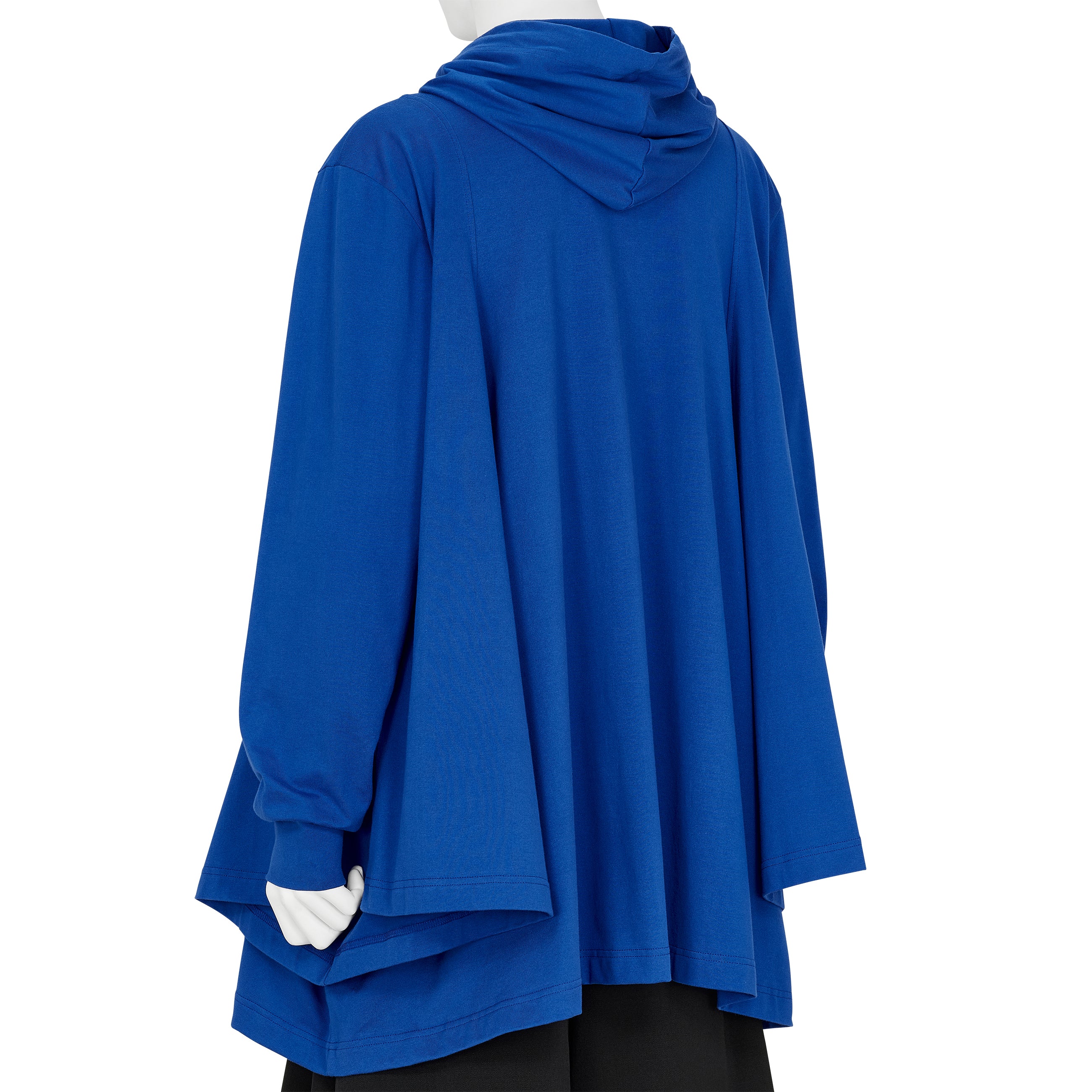 COTTON L/S TEE SHIRT WITH HOOD BLUE