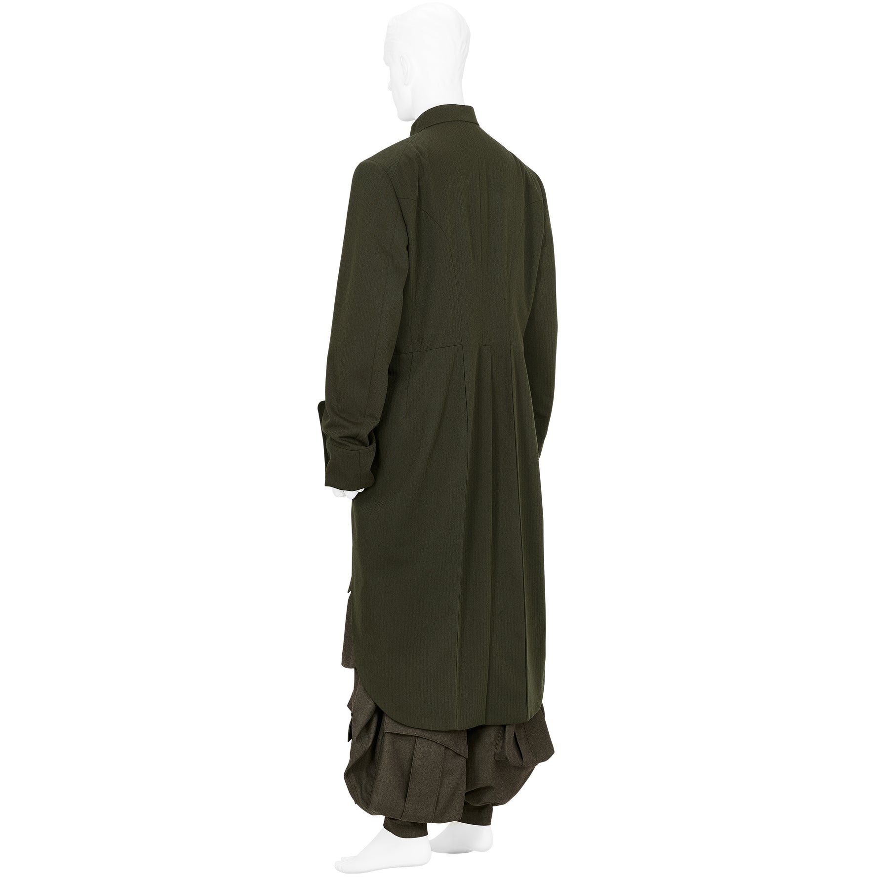 MIX CUT AWAY COAT DARK OLIVE