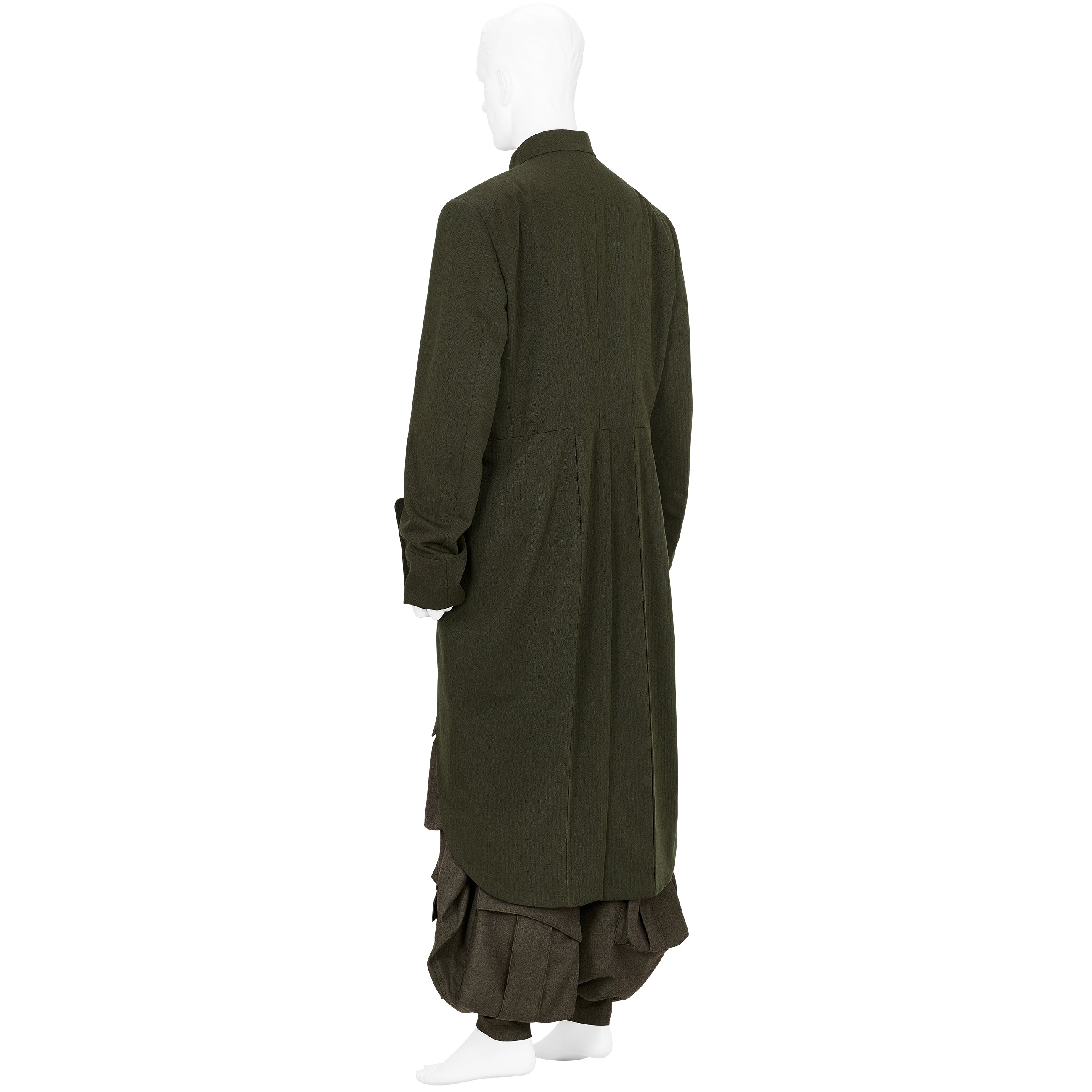 MIX CUT AWAY COAT DARK OLIVE