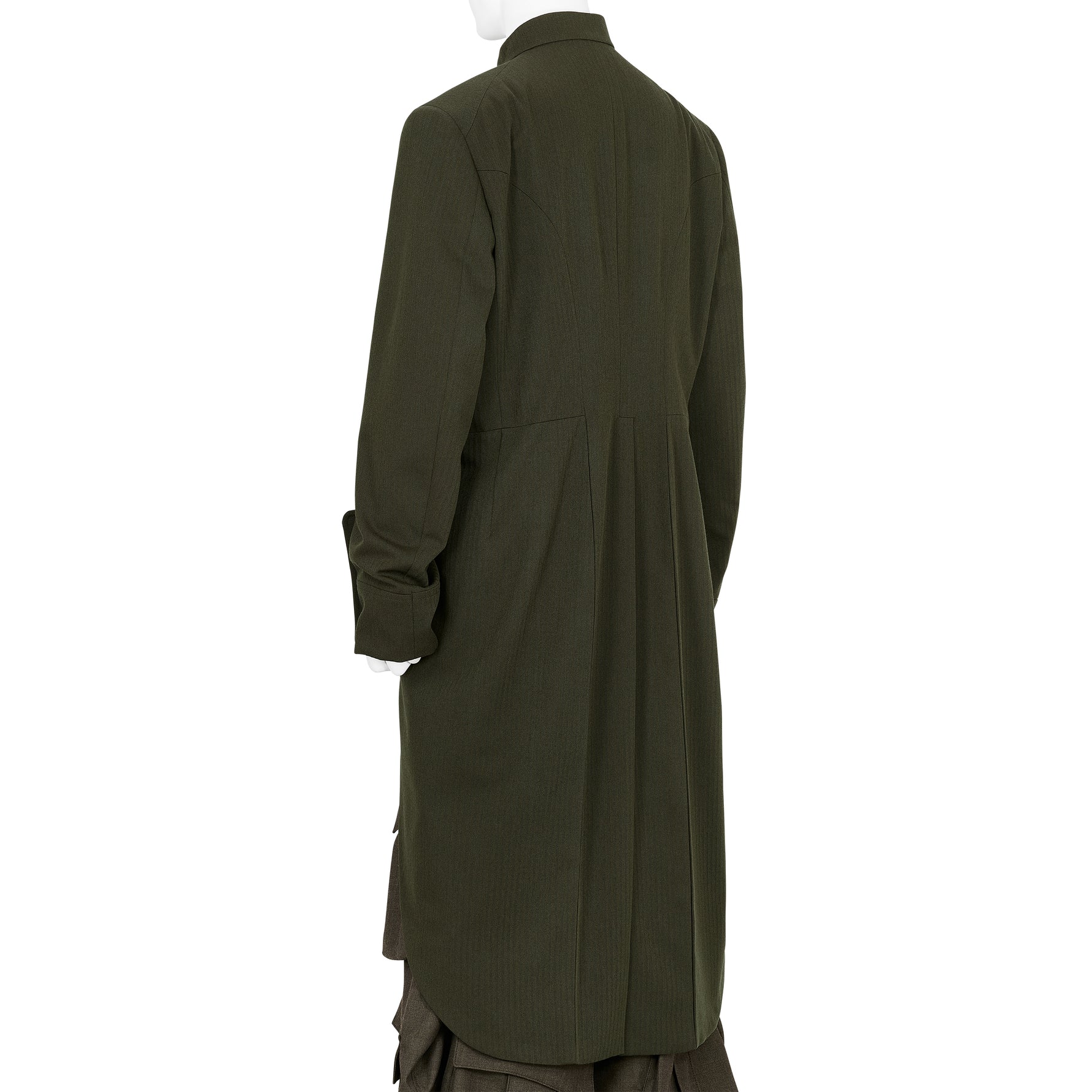 MIX CUT AWAY COAT DARK OLIVE