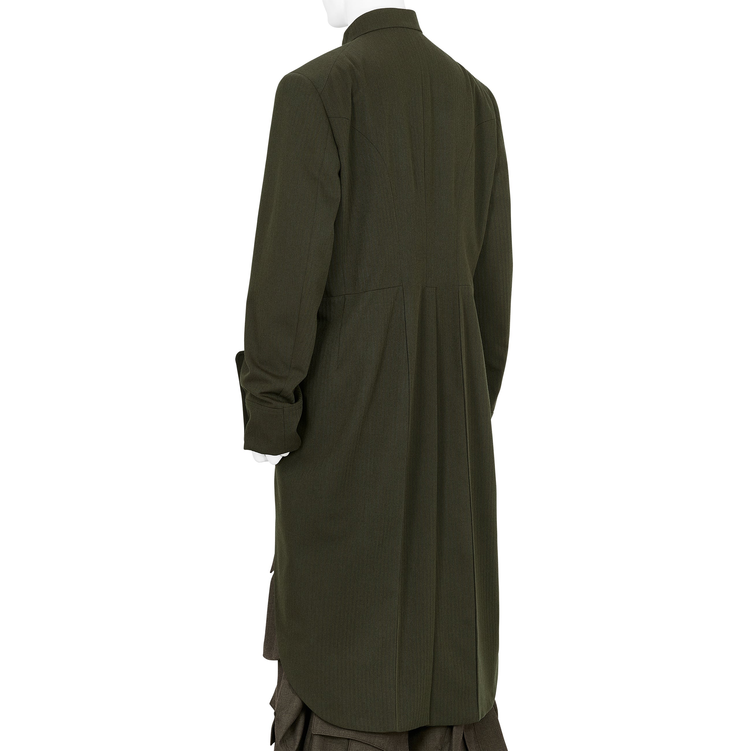 MIX CUT AWAY COAT DARK OLIVE