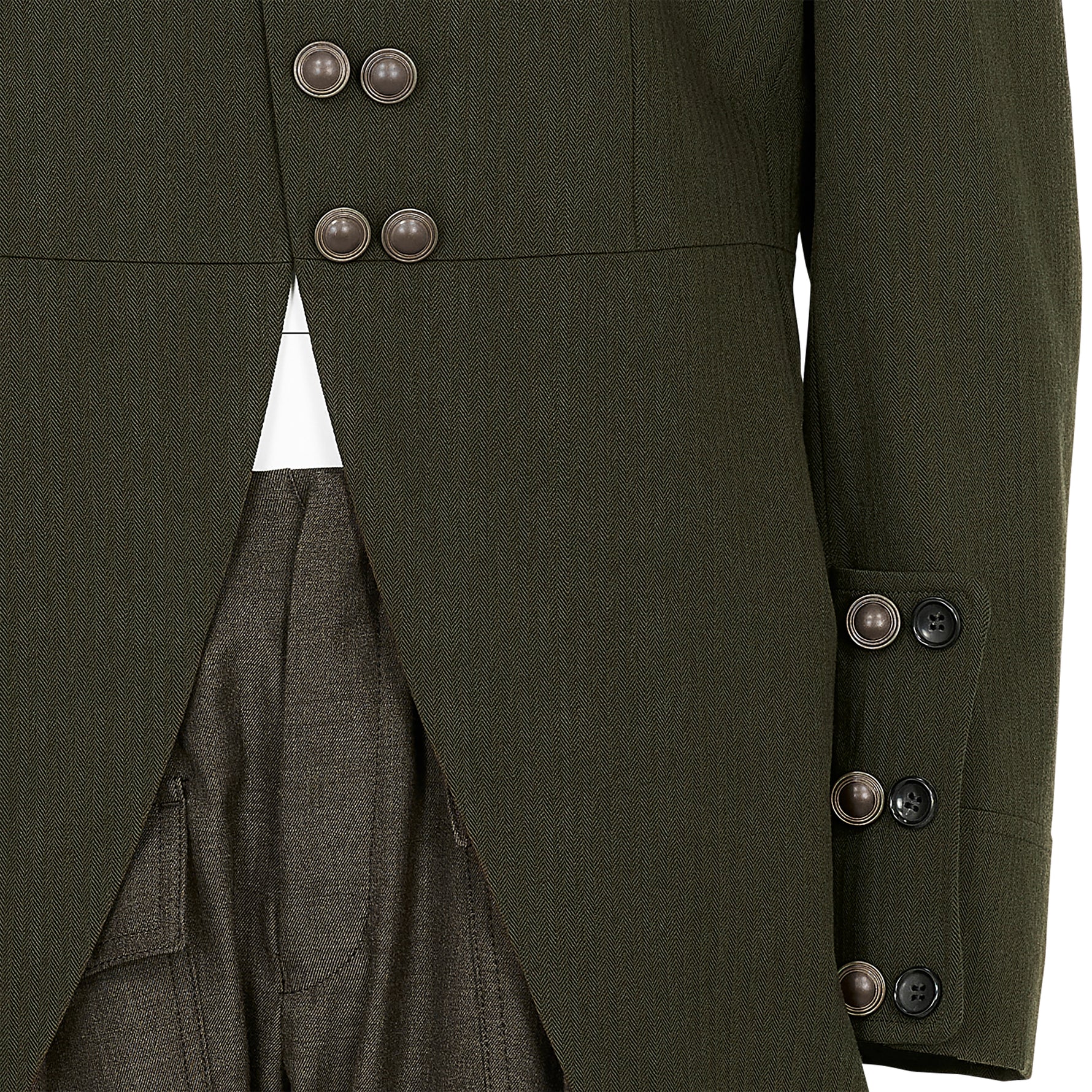 MIX CUT AWAY COAT DARK OLIVE