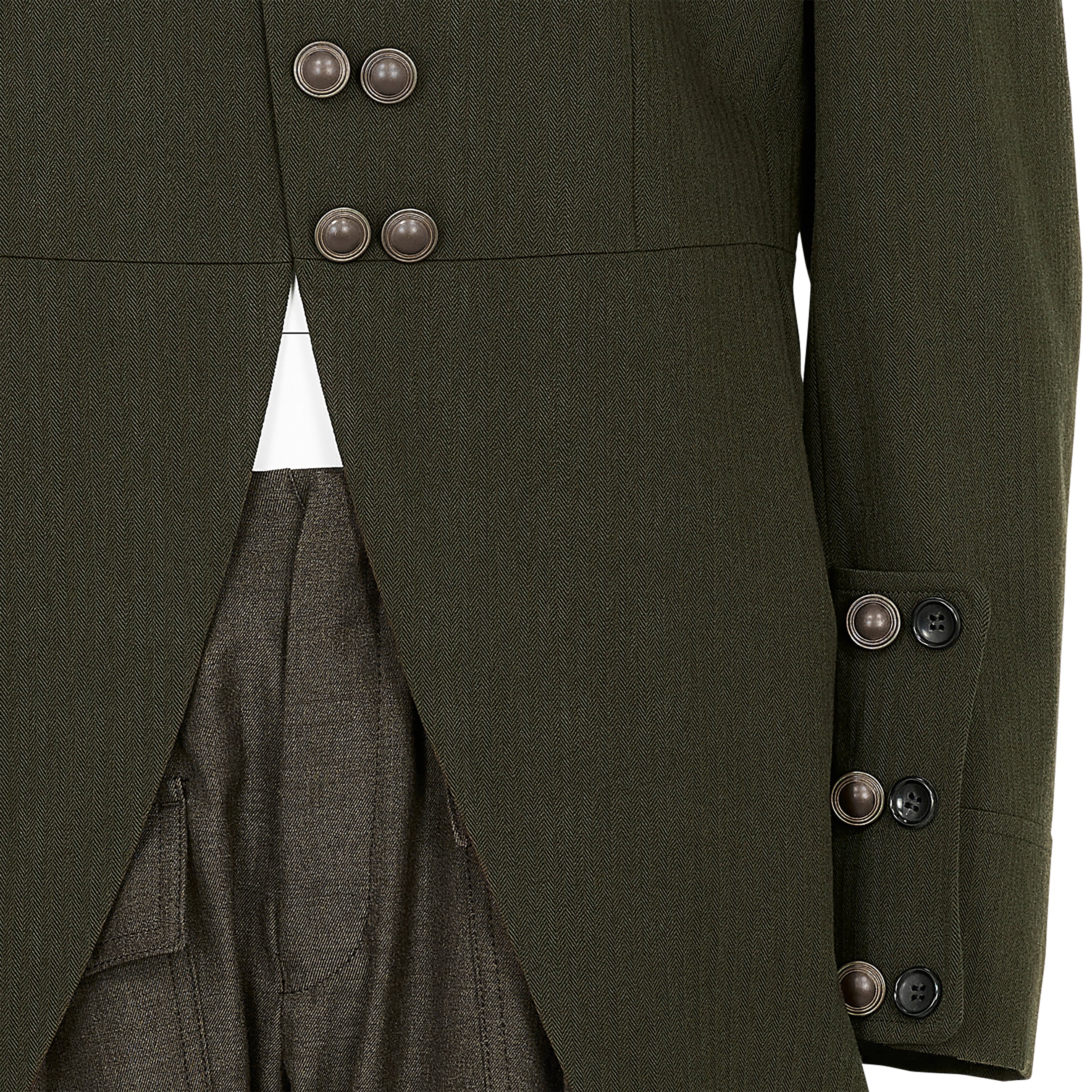 MIX CUT AWAY COAT DARK OLIVE
