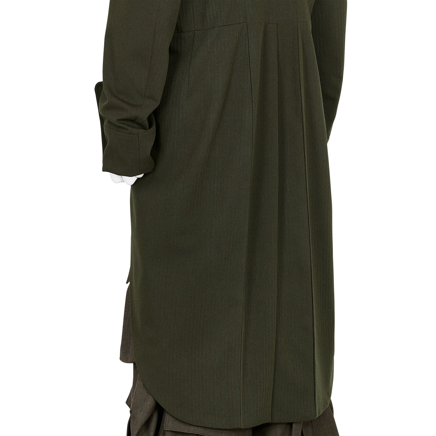 MIX CUT AWAY COAT DARK OLIVE