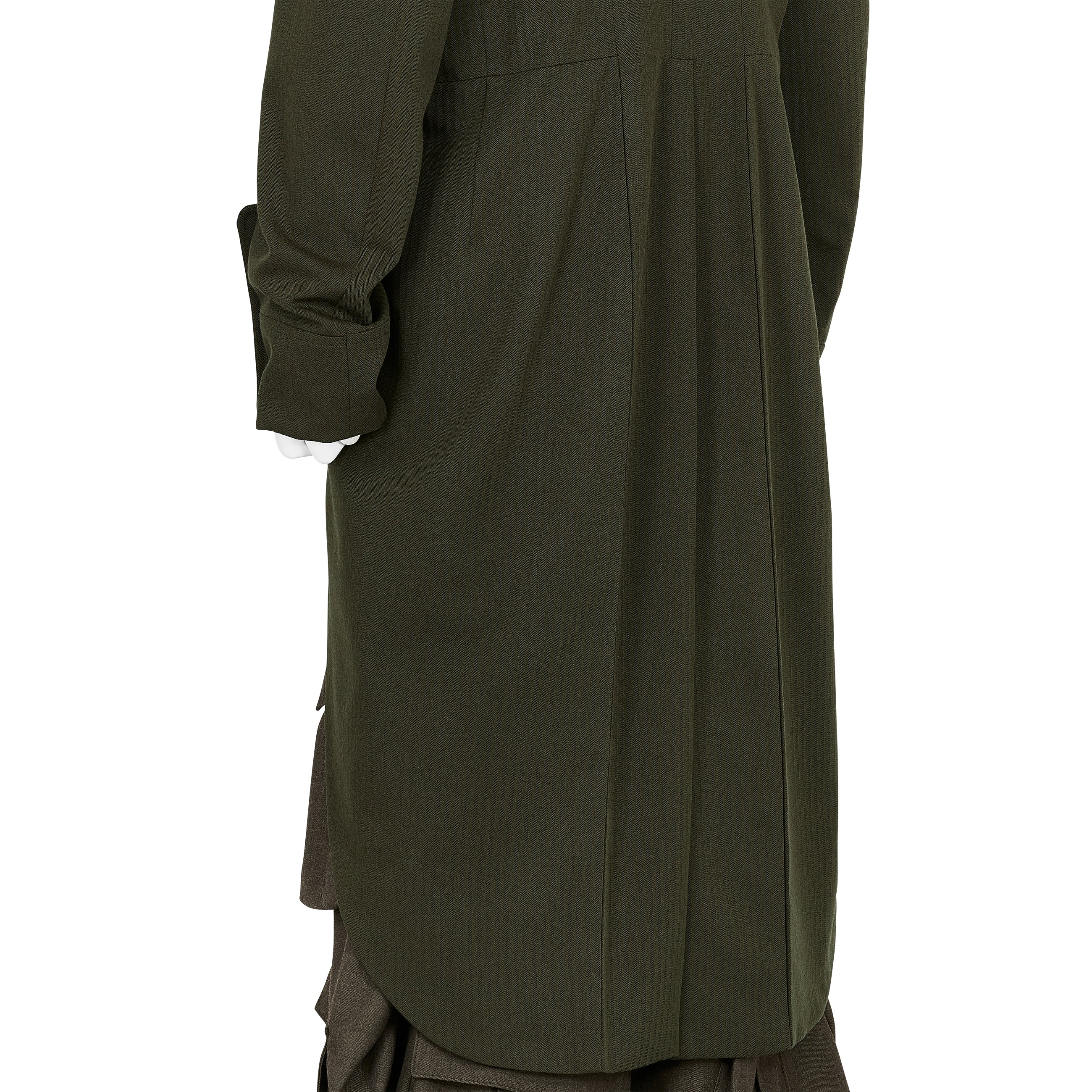 MIX CUT AWAY COAT DARK OLIVE