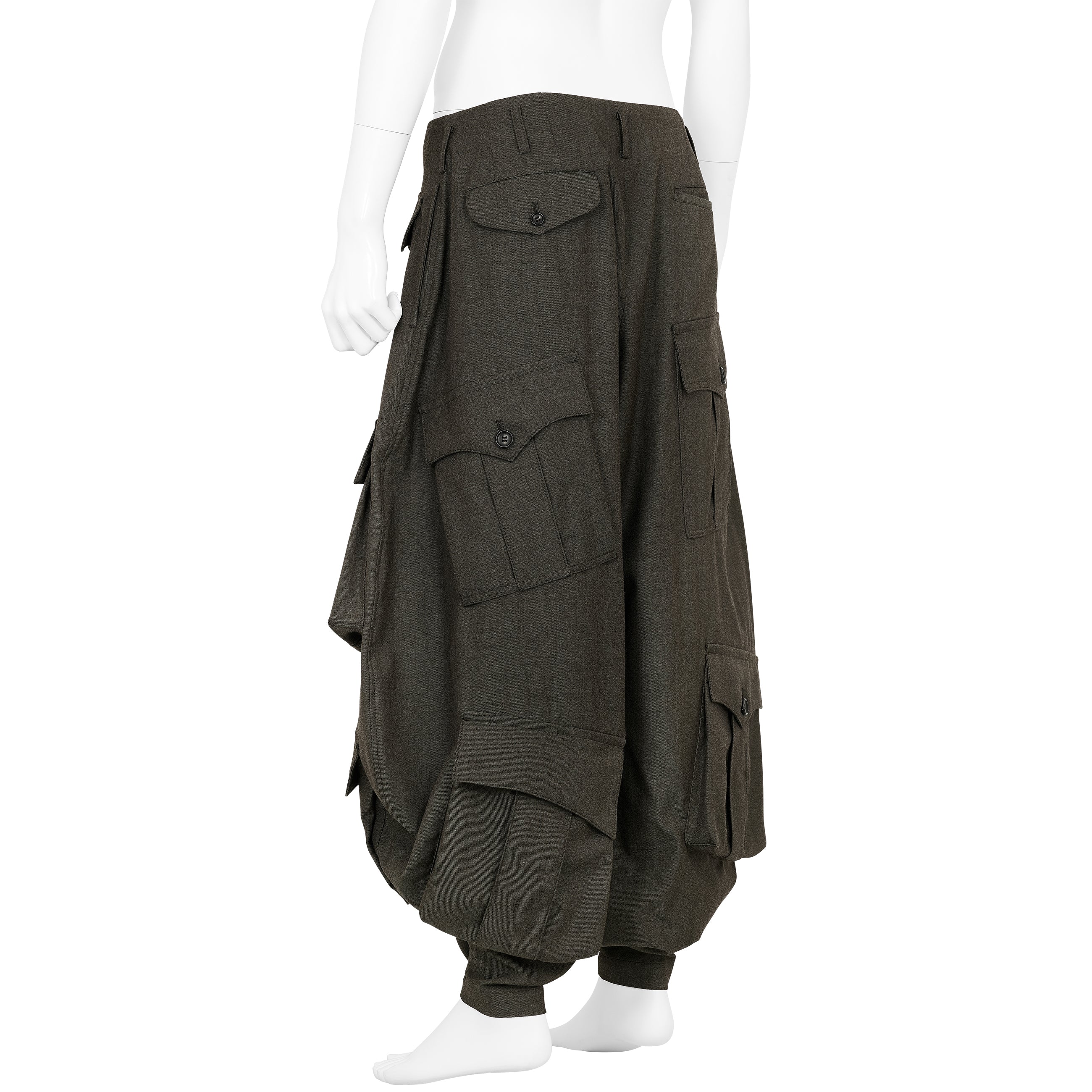 WOOL JODHPURS PANTS WITH POCKET GREY GREEN