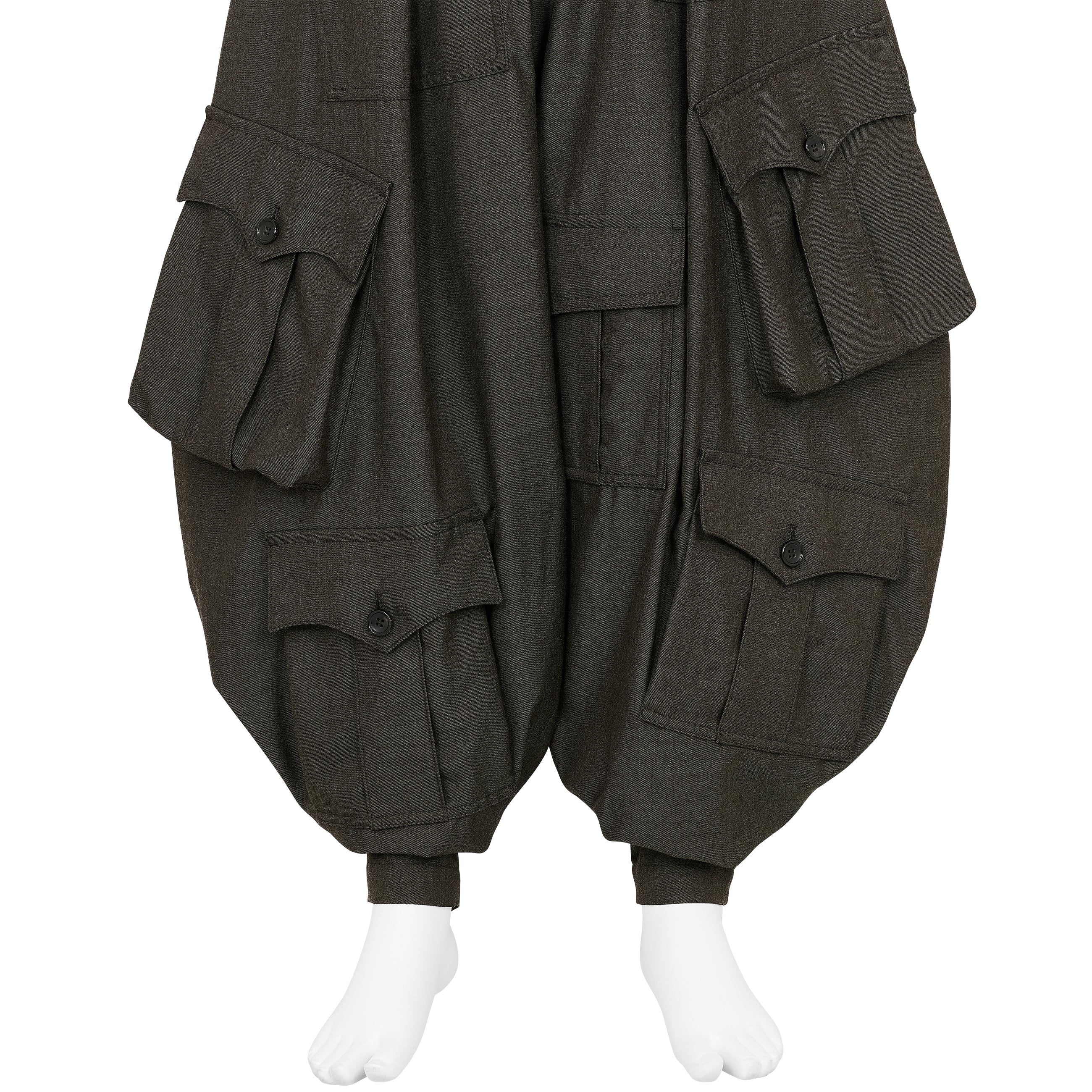 WOOL JODHPURS PANTS WITH POCKET GREY GREEN