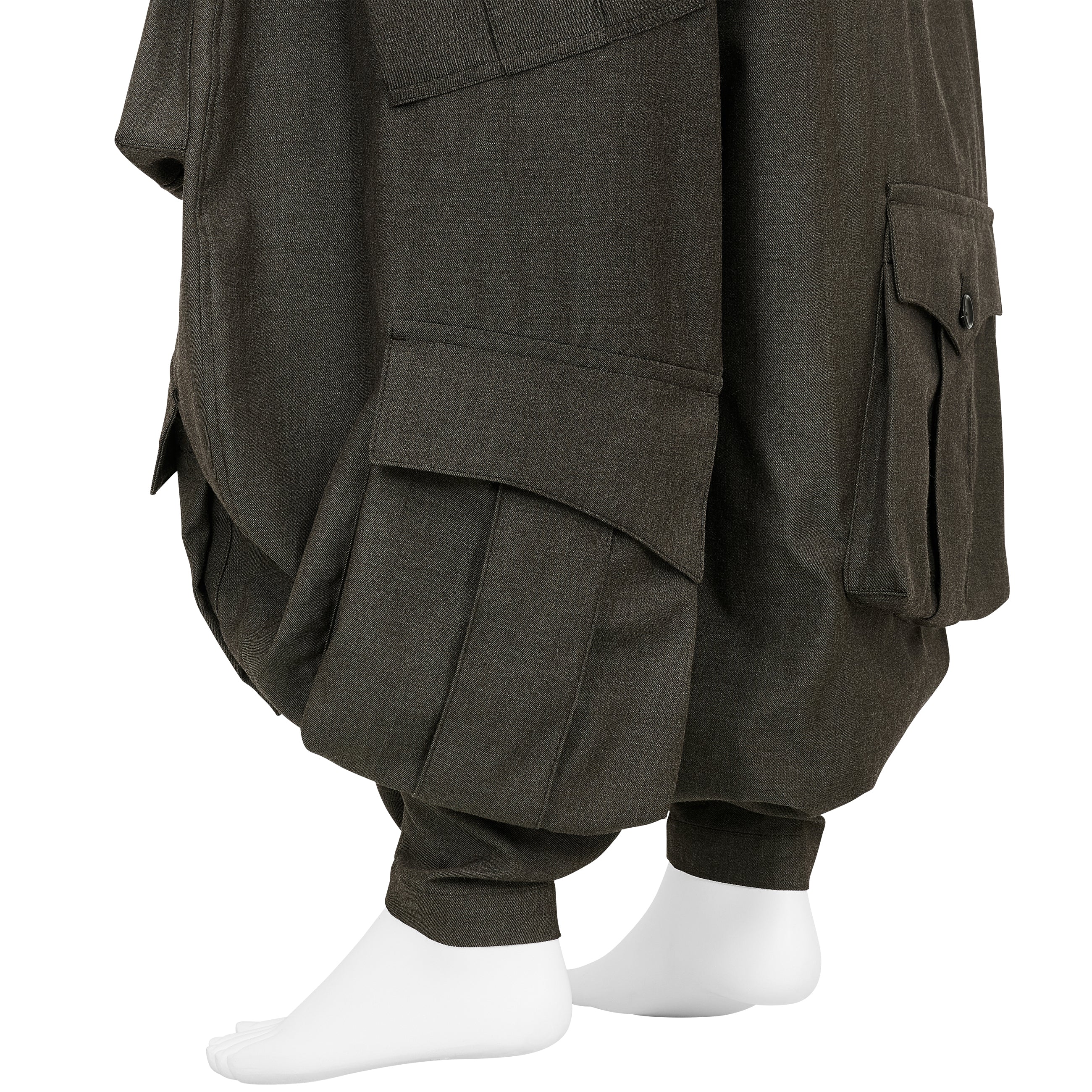 WOOL JODHPURS PANTS WITH POCKET GREY GREEN