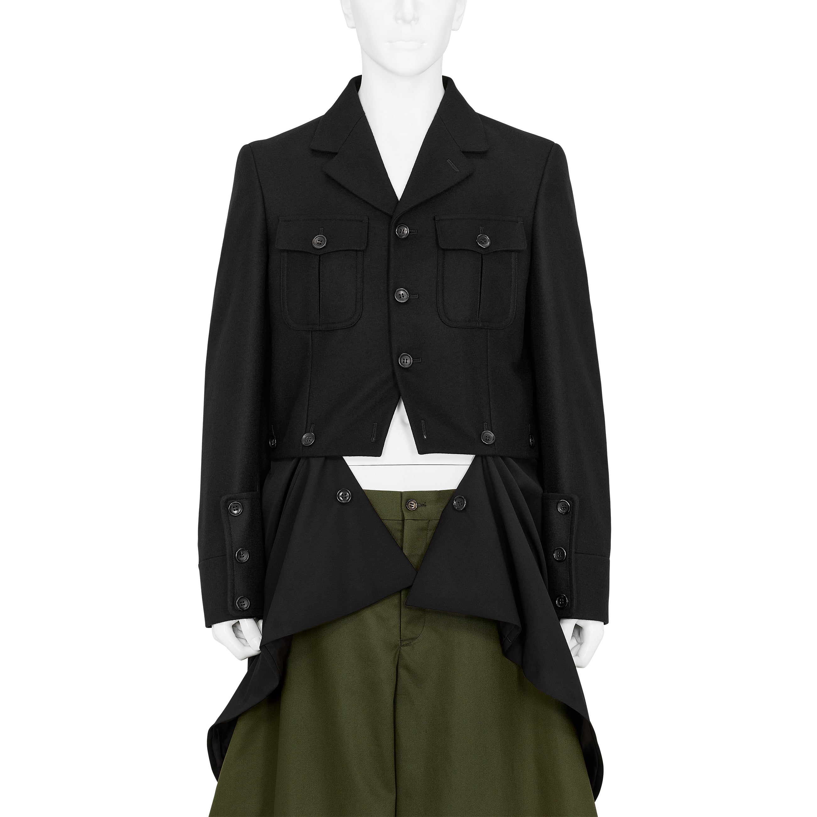 COAT WITH DETACHABLE PARTS BLACK