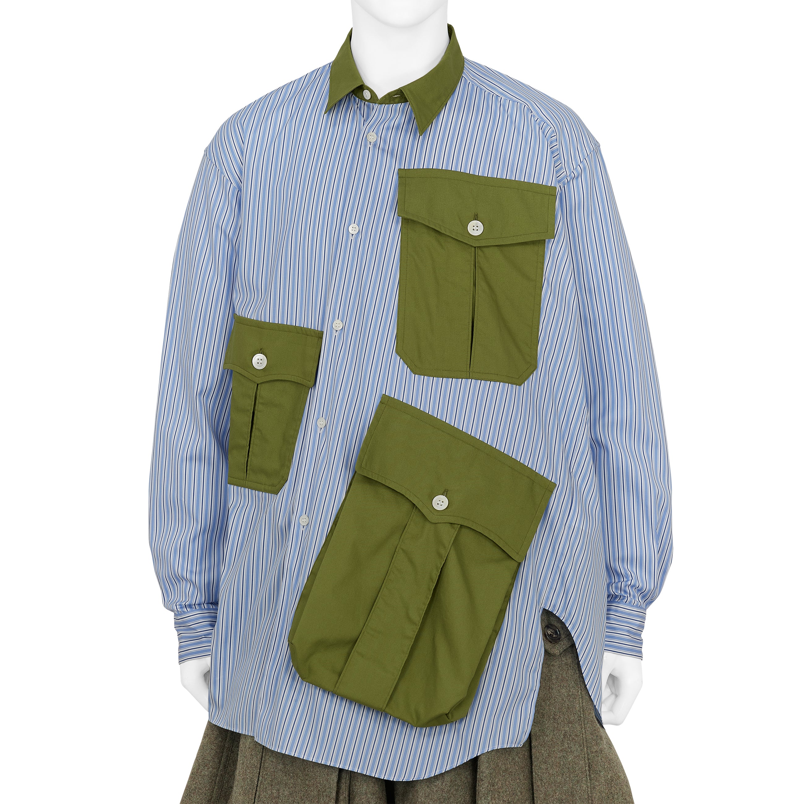 STRIPE TWIST SHIRT WITH POCKET BLUE