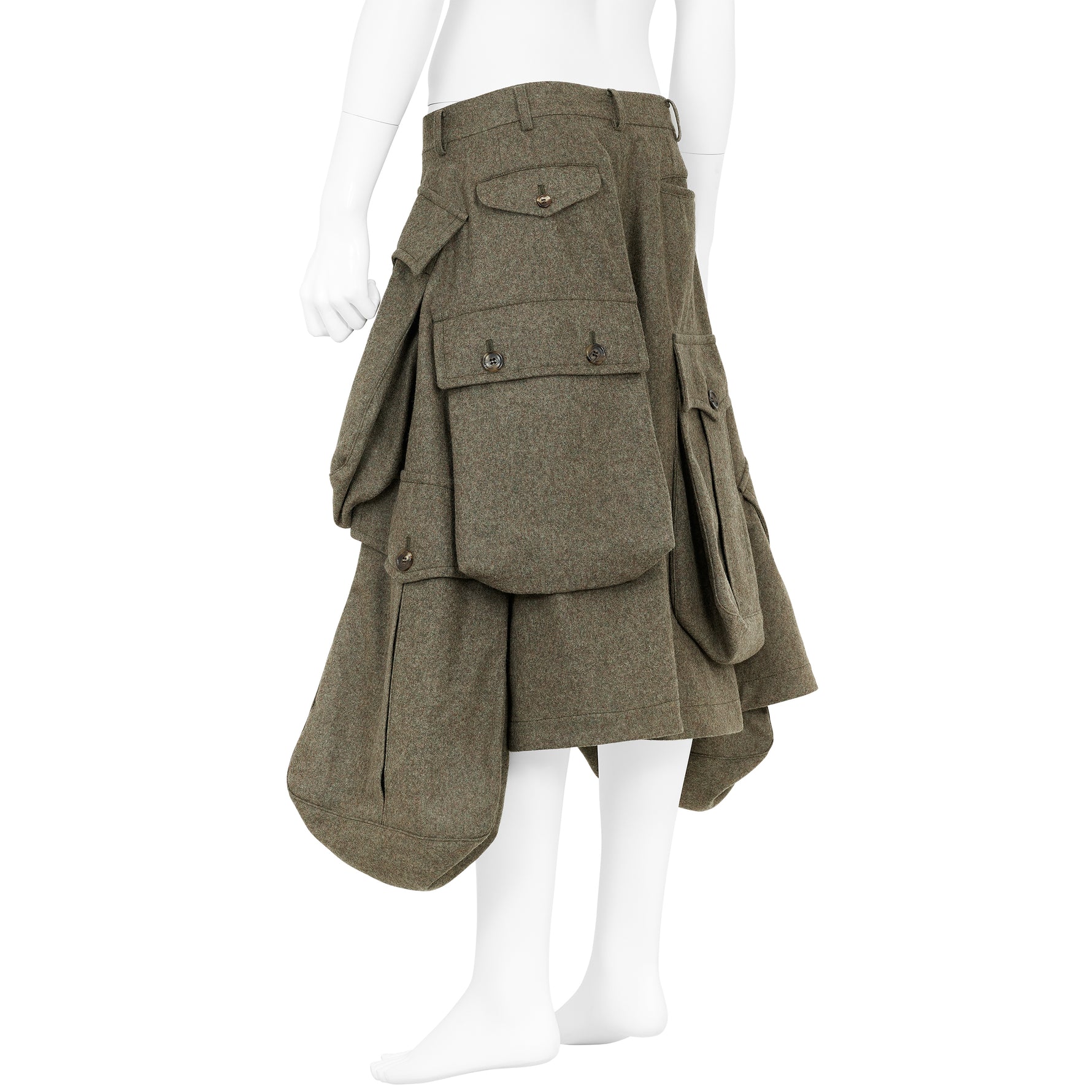 WIDE SHORTS WITH POCKET KHAKI GREEN