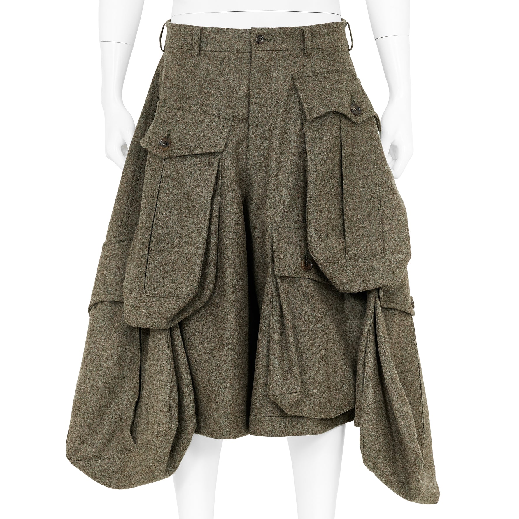 WIDE SHORTS WITH POCKET KHAKI GREEN