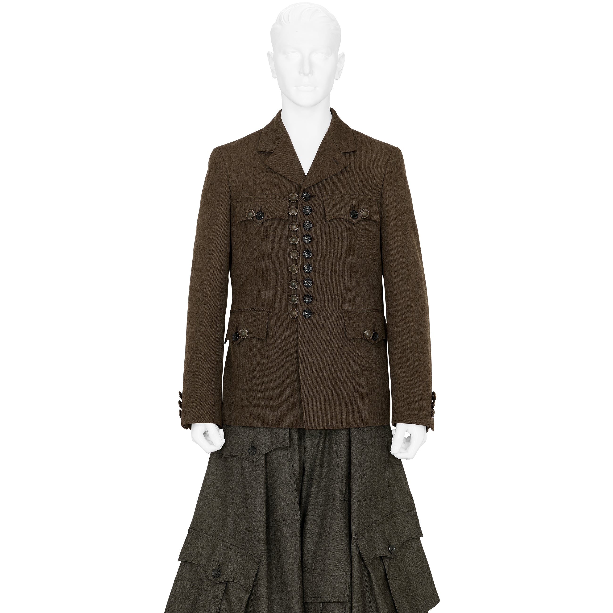 WOOL JACKET WITH BUTTON TOP BROWN