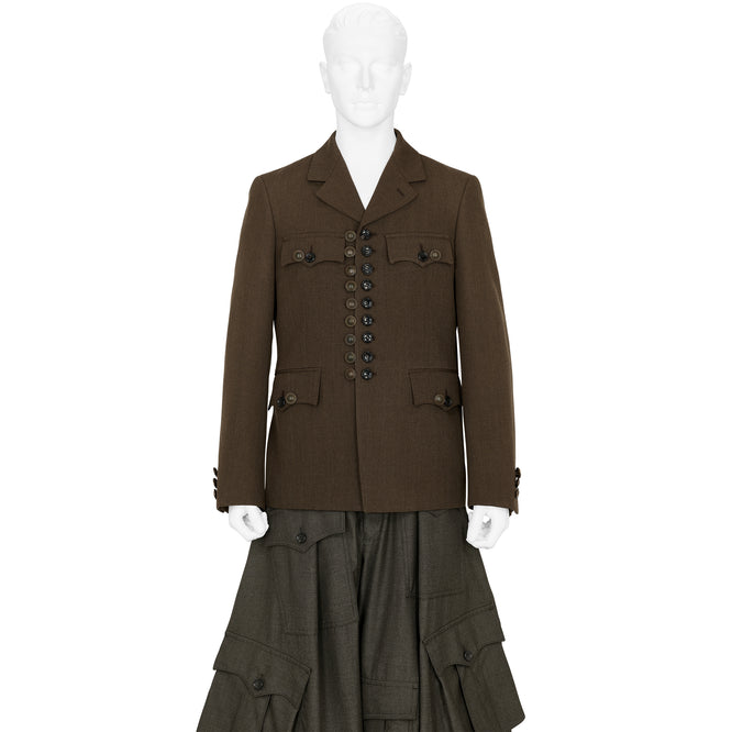 WOOL JACKET WITH BUTTON TOP BROWN