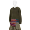 CREW NECK KNIT WITH ASYMMETRY PARTS OLIVE MULTI