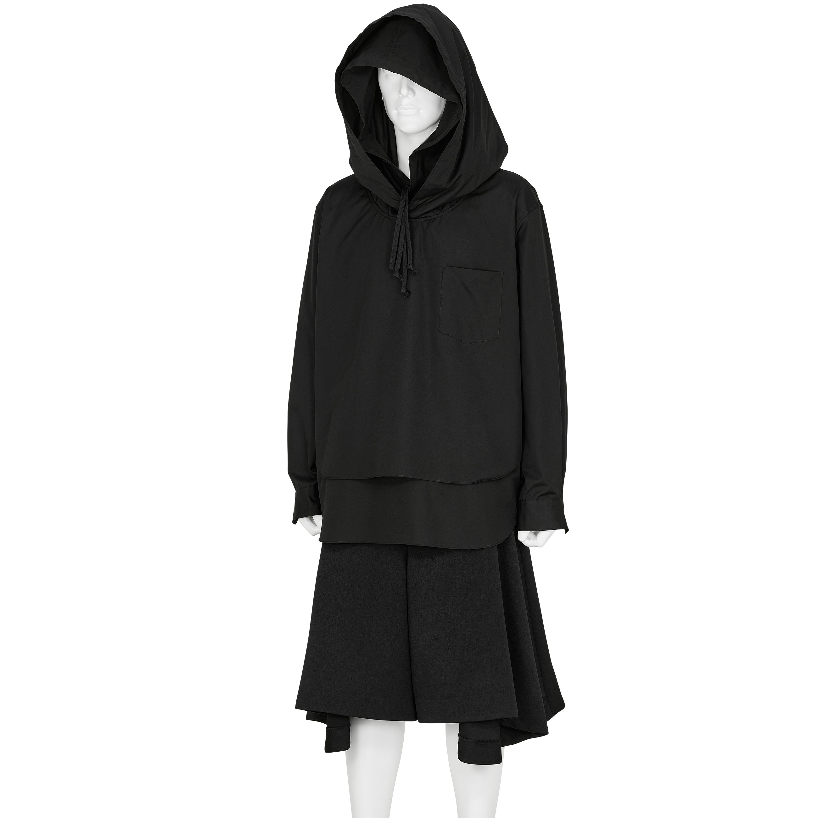 DOUBLE LAYERED HOOD SHIRT BLACK - COMME des GARÇONS HOMME PLUS