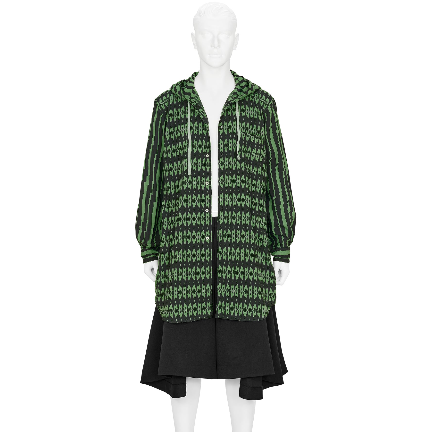 POLYESTER SHIRT WITH HOOD GREEN