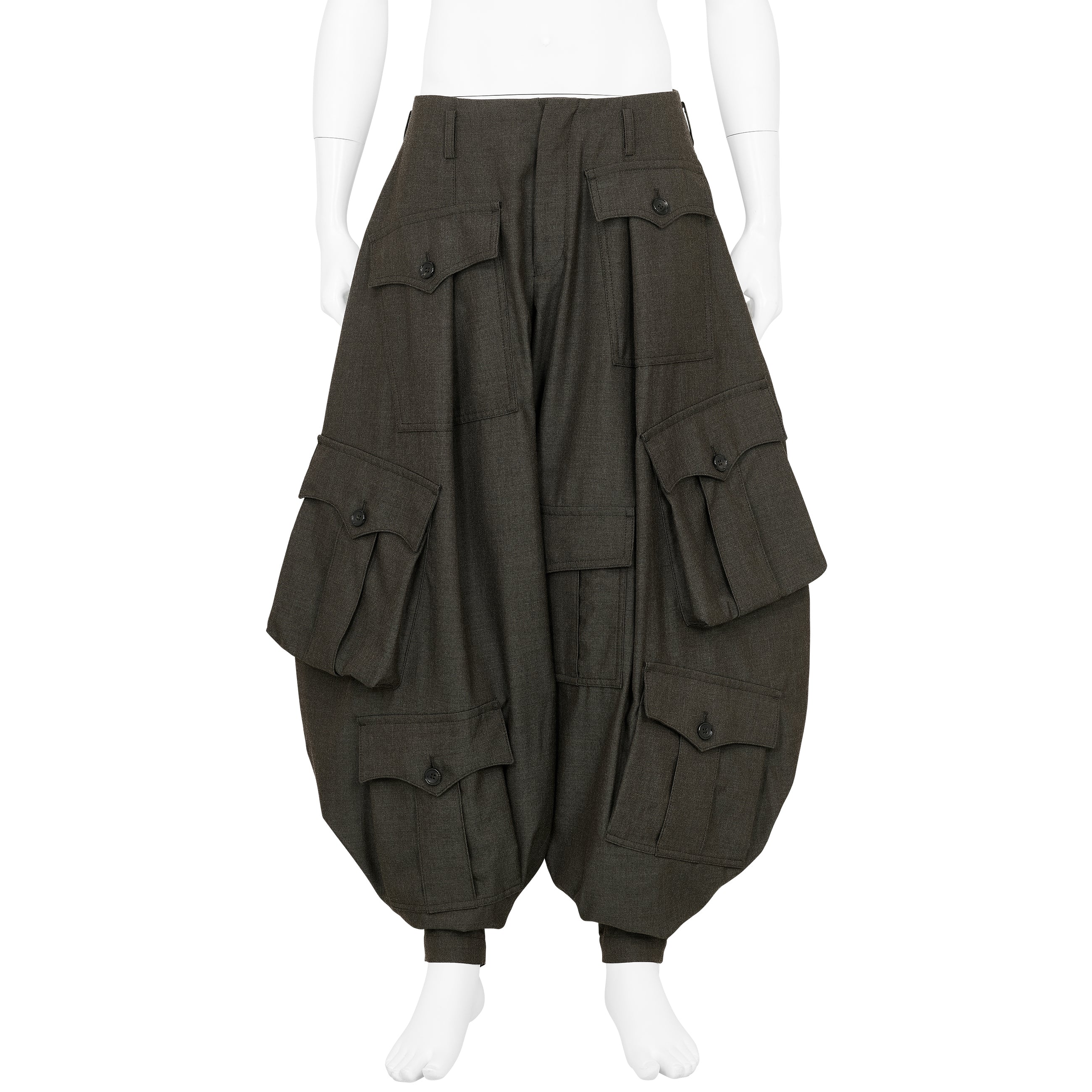 WOOL JODHPURS PANTS WITH POCKET GREY GREEN