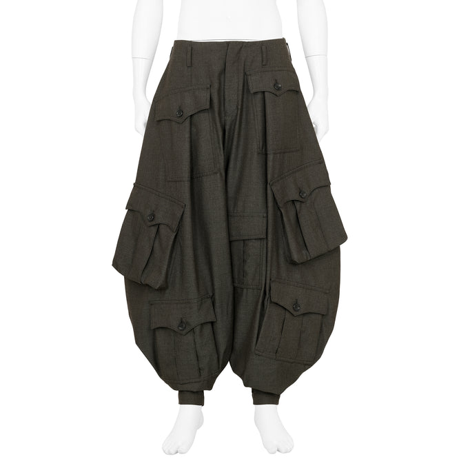 WOOL JODHPURS PANTS WITH POCKET GREY GREEN