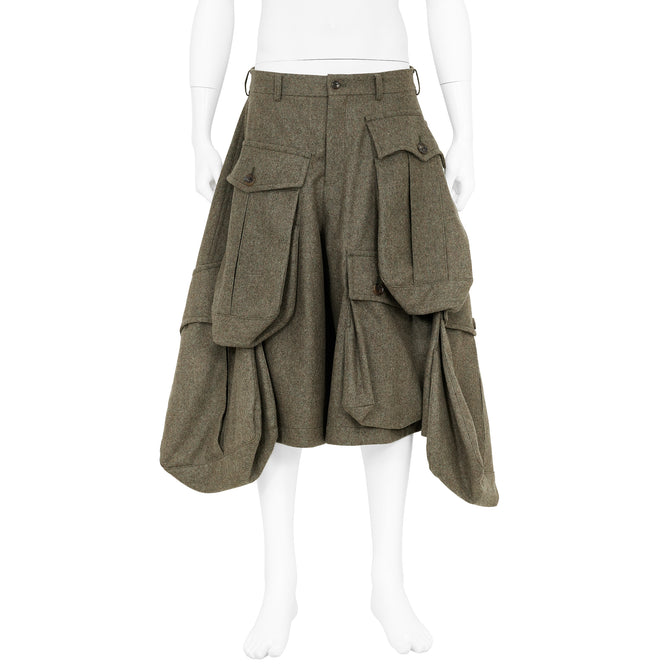 WIDE SHORTS WITH POCKET KHAKI GREEN