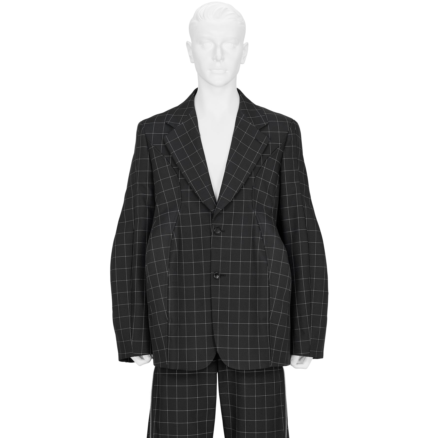 POLYESTER WINDOWPANE CHECK JACKET BLACK